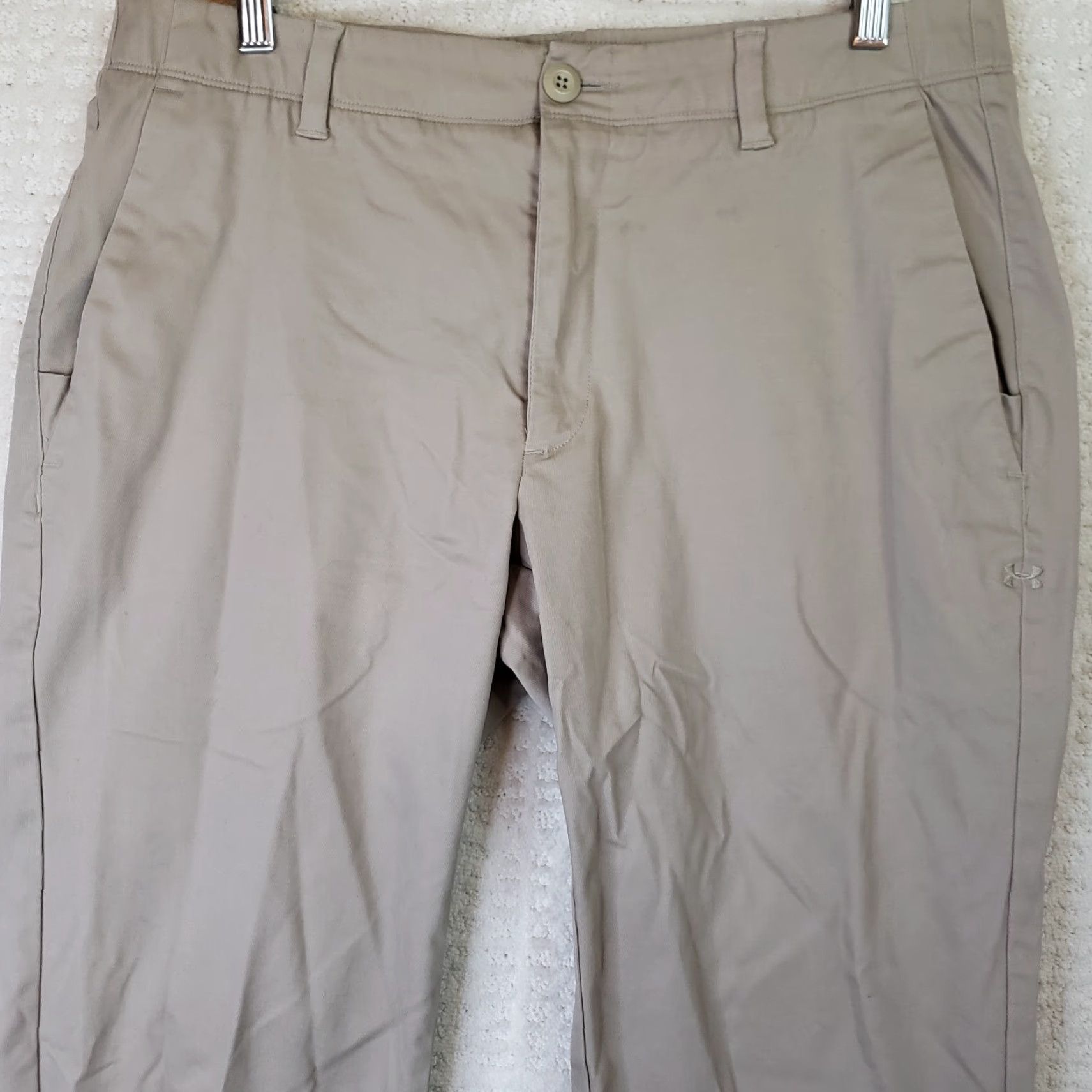 Under Armour Under Armour Chino Pants Men's Size 36 Regular Beige Stretch Golf Pants Straight Leg Slip Pocket UA Embroidered 34" Inseam Golf Theme Size US 36 / EU 52 - 3 Thumbnail