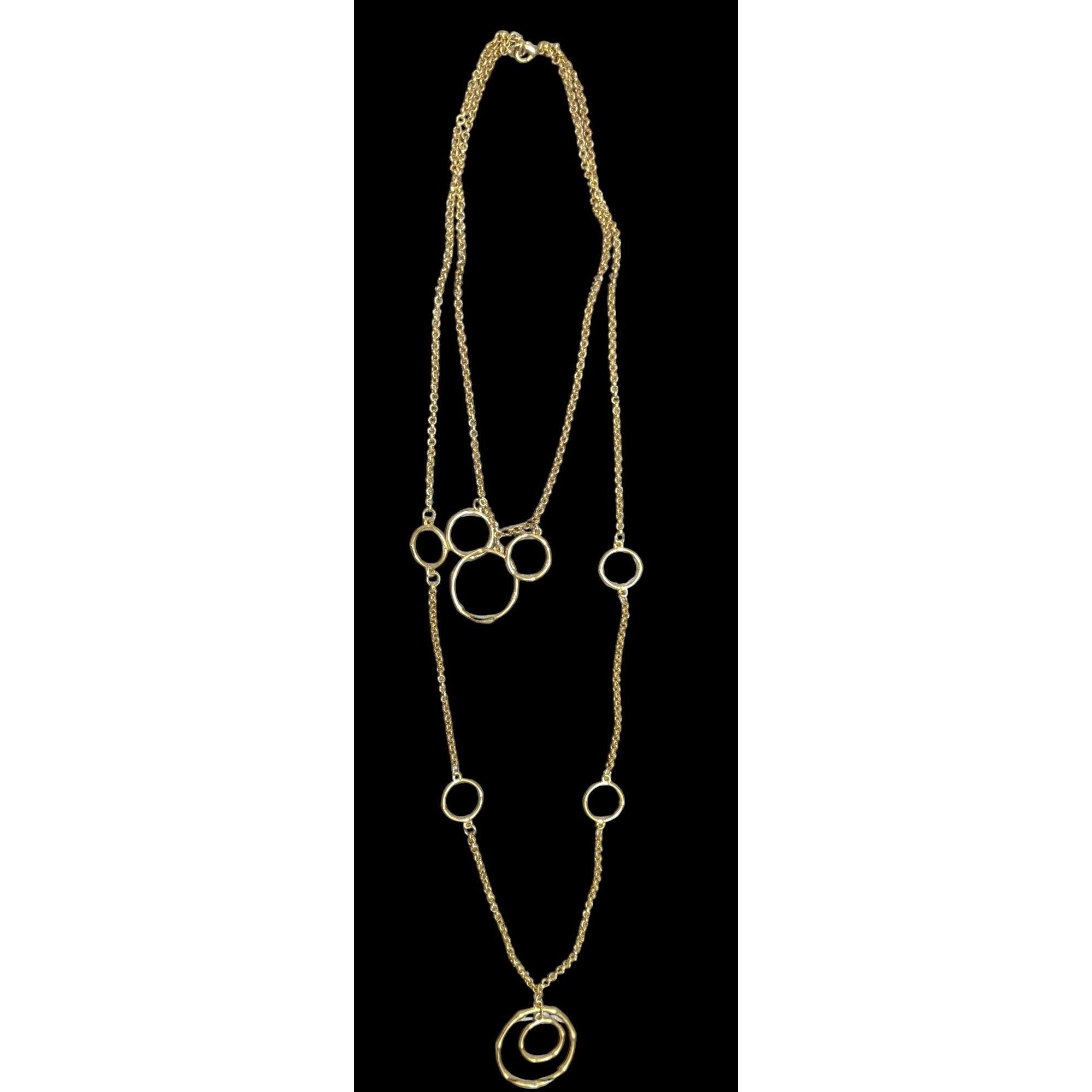 Other Layered Geometric Ring And Chain Gold Tone Necklace Size ONE SIZE - 2 Thumbnail