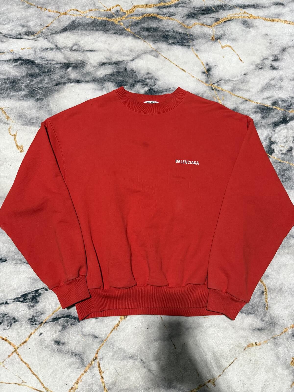 Balenciaga Balenciaga Red Embroidered Logo Crewneck - Sz M Size US M / EU 48-50 / 2 - 3 Thumbnail