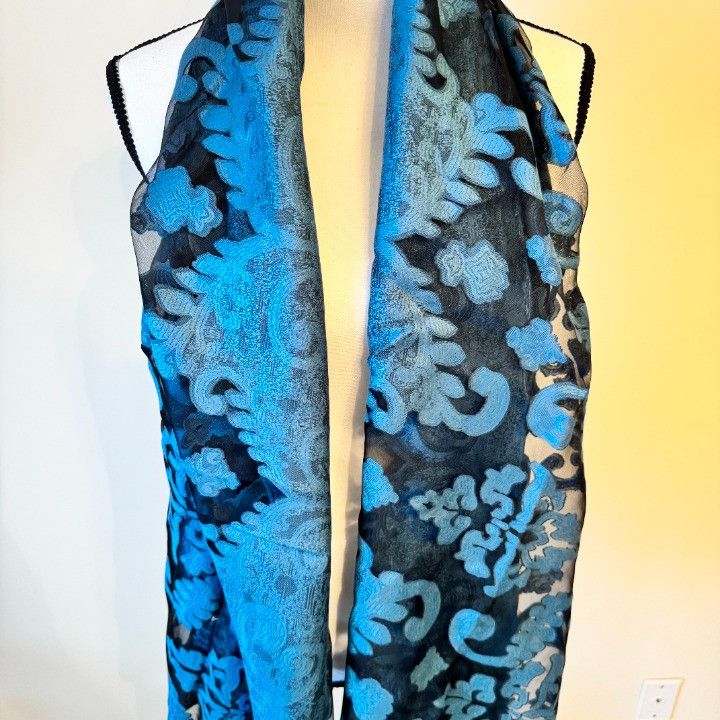 Other Women's Green Black Floral Rectangle Scarf 72 x 24" Size ONE SIZE - 4 Thumbnail