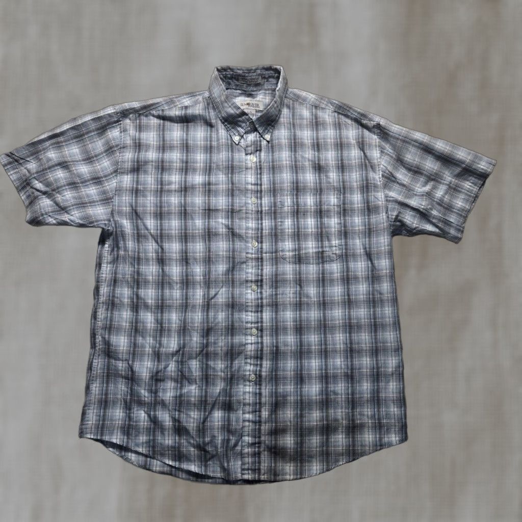 Vintage Sun River Blue Check Short Sleeve Button-Up Shirt Adult Large Mens Size US L / EU 52-54 / 3 - 1 Thumbnail