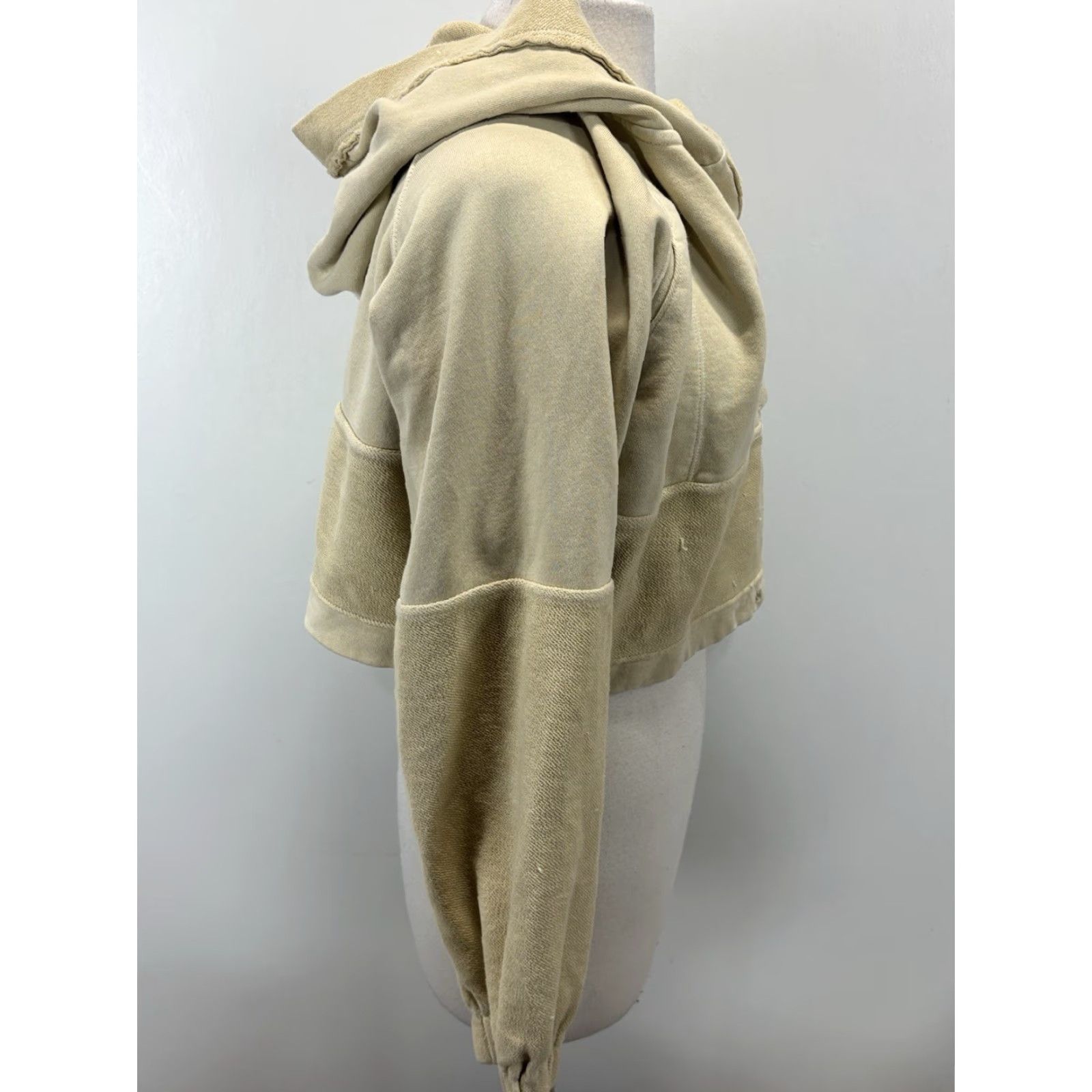 Free People Free People Sweatshirt Hoodie XS Women Yellow Henley Button Pullover Bohemian Activewear Long Sleeve Cotton Solid Distressed Drawstring Missing Size XS / US 0-2 / IT 36-38 - 4 Thumbnail