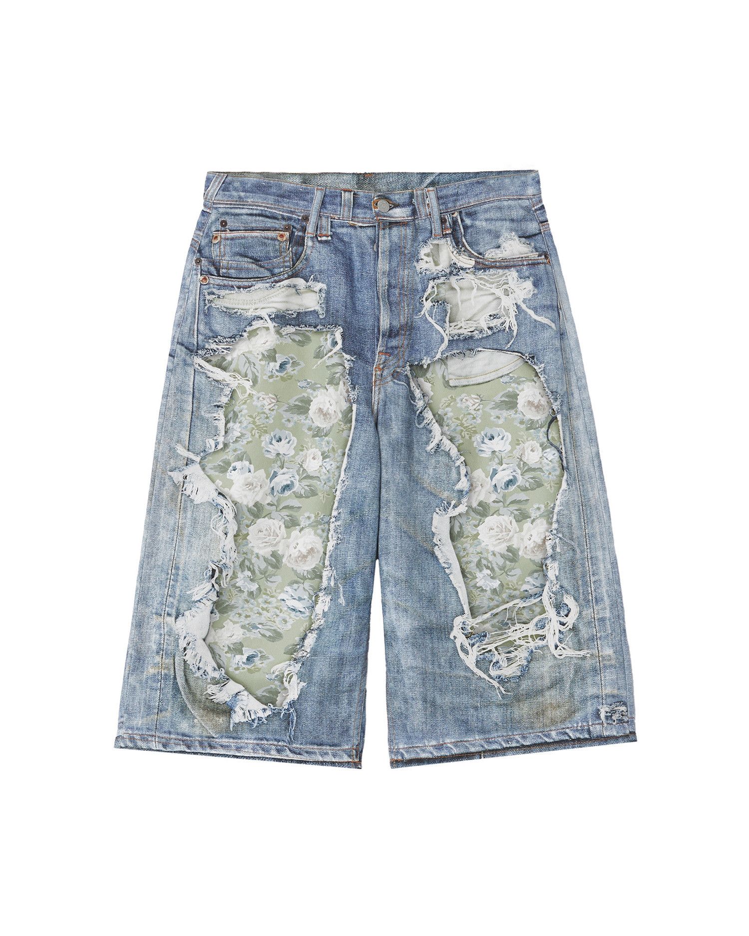 Acne Studios Acne Studios Ripped Floral Pieced Applied Denim Shorts Size US 29 - 1 Thumbnail
