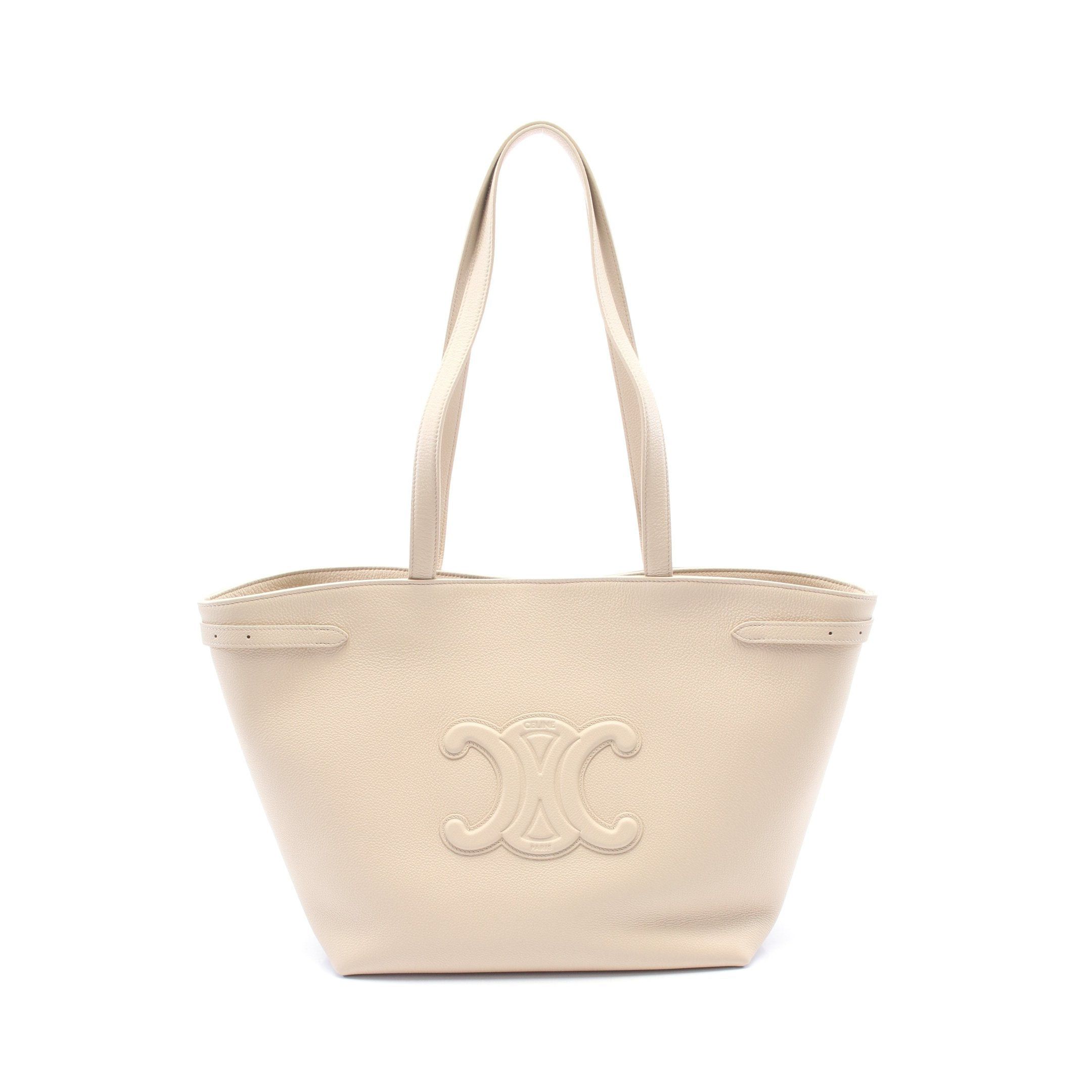 Celine Medium Hippopotamus Anais Cuill Triomphe Shoulder Bag Tote Leather Ivory in Neutrals, Women's