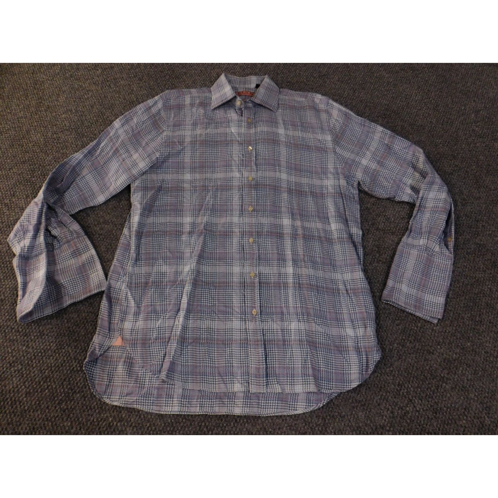 Pinko Thomas Pink dress shirt Mens 16.5 Blue plaid Prestige business casual Shirt Mens Blue Plaid 16.5 Button-Down French Cuff Knit Cotton Size US XL / EU 56 / 4 - 2 Thumbnail
