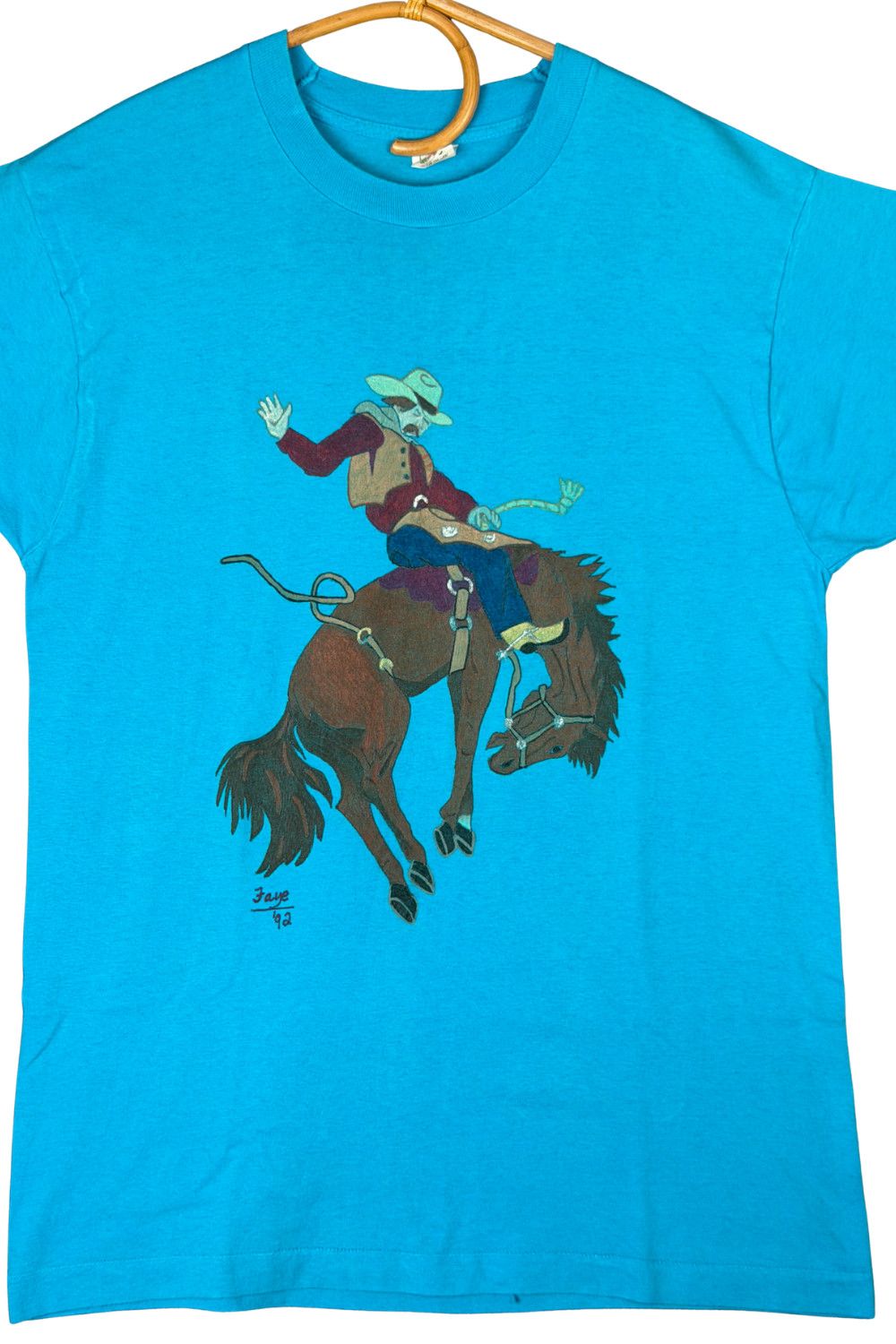 Fruit Of The Loom 1992 Western Cowboy Illustration Tee USA Single Stitch Size US M / EU 48-50 / 2 - 4 Thumbnail