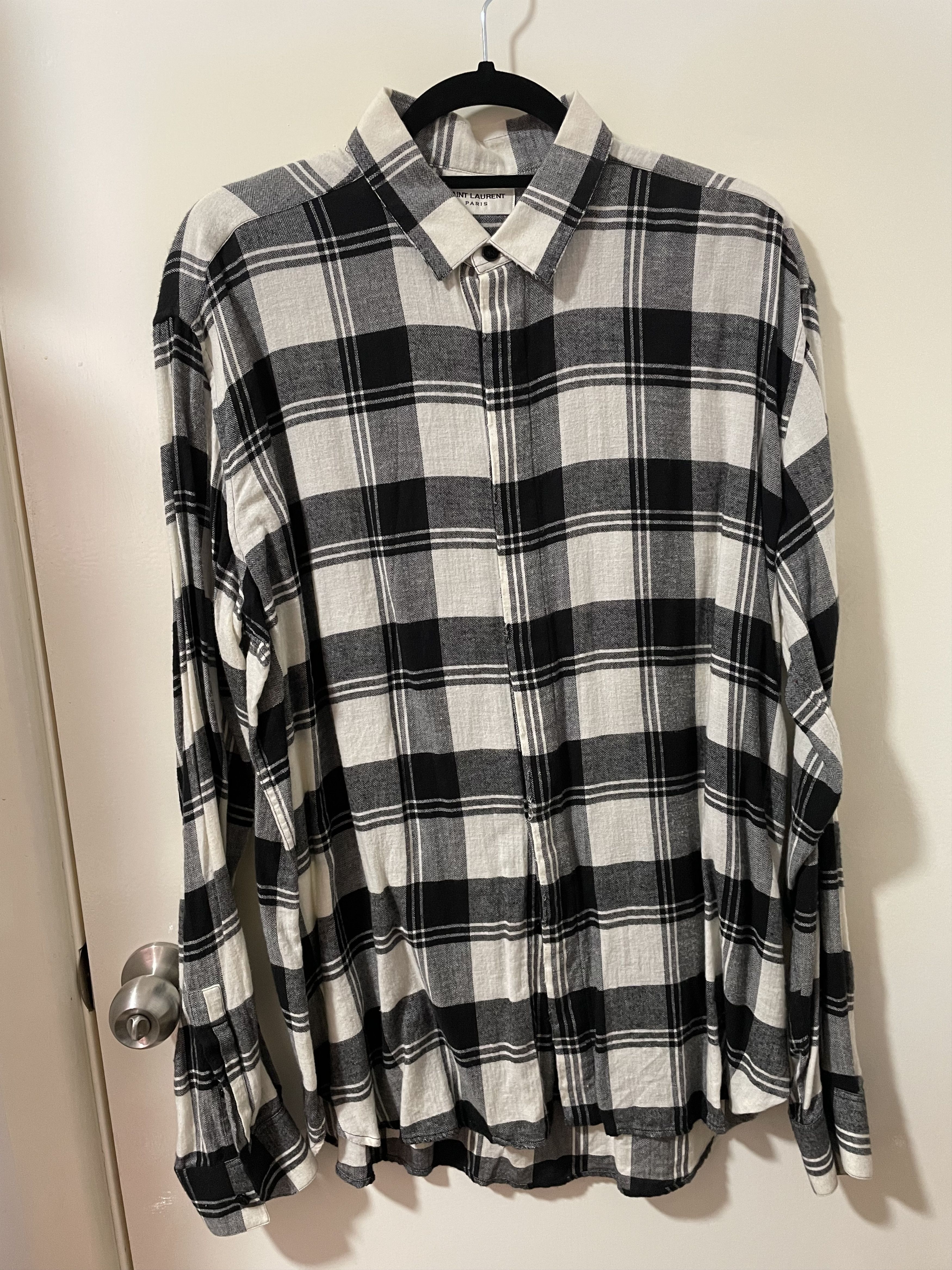 Saint Laurent Paris Plaid Checkered Shirt size 41/16 Size US L / EU 52-54 / 3 - 1 Thumbnail
