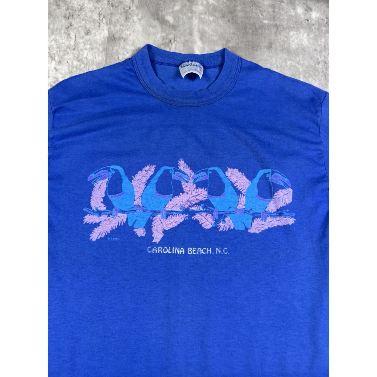 TEE JAYS VINTAGE Carolina Beach Nature T Shirt Blue Mens L Shirt 80s 90s Beach Disney Friends Tee Jays Cotton Crew Neck Short Sleeve Size US L / EU 52-54 / 3 - 3 Thumbnail