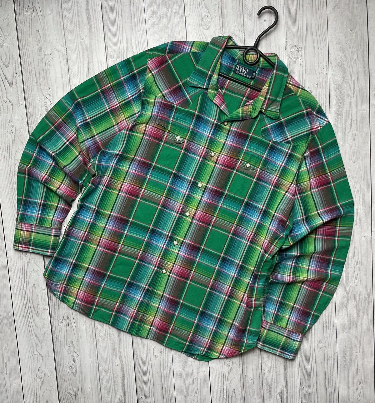 Polo Ralph Lauren × Vintage Vintage Polo Ralph Lauren Green plaid western Shirt rare XXL Size US XXL / EU 58 / 5 - 1 Thumbnail