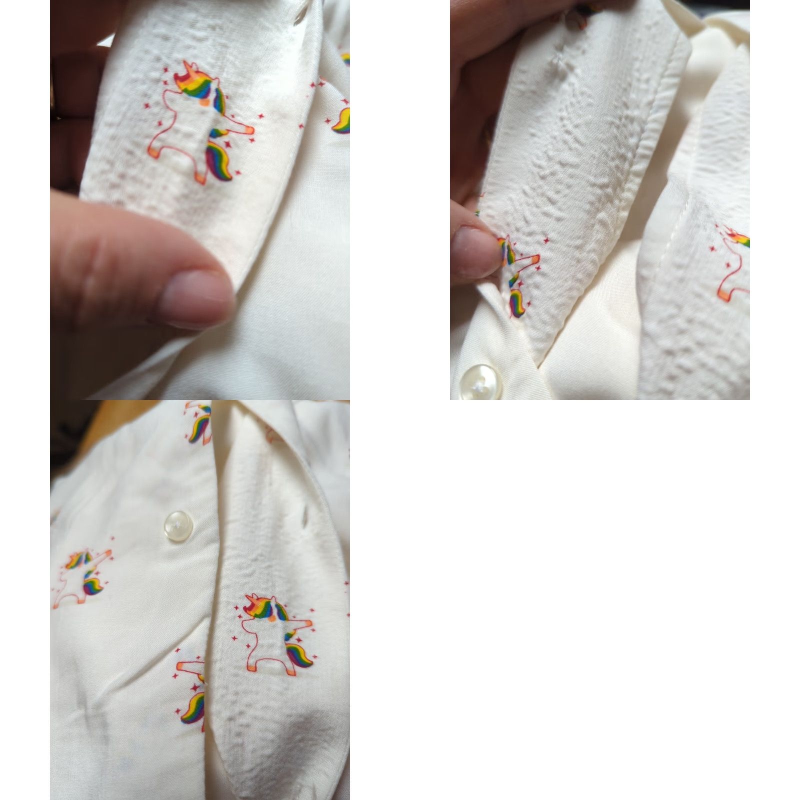 Rainbow Denim & Flower Shirt Short Sleeve Multicolor Unicorn Rainbow Print Men’s XL Button-Up Regular Collar Casual Party/Cocktail Travel Size US XL / EU 56 / 4 - 9 Thumbnail