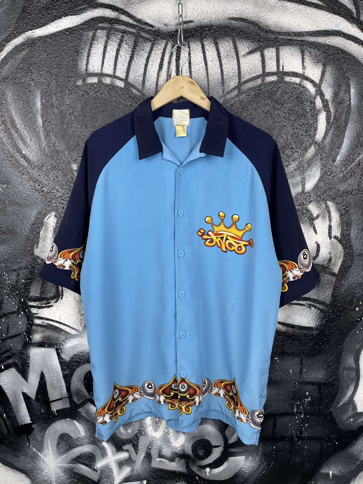 JNCO JNCO Vintage Y2K 8 Ball Logo Blue Polyester Short Sleeve Shirt Men’s Size XL Size US XL / EU 56 / 4 - 7 Thumbnail