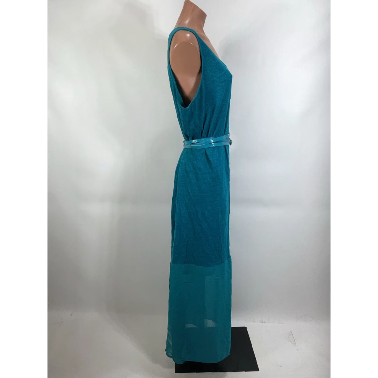 Lane Bryant Teal Linen Chiffon Hem Belted Sleeveless Sun Dress Size 18/20  NWOT