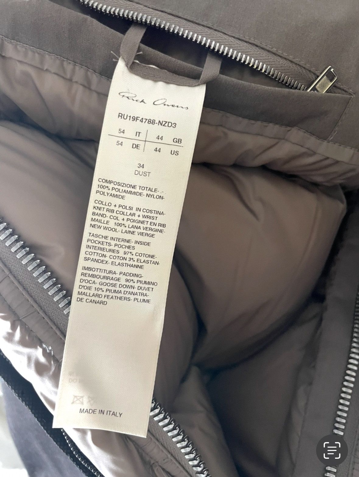 Rick Owens Dust Down Oversized Puffer Jacket Size 44 US 54 EU Size US L / EU 52-54 / 3 - 9 Thumbnail