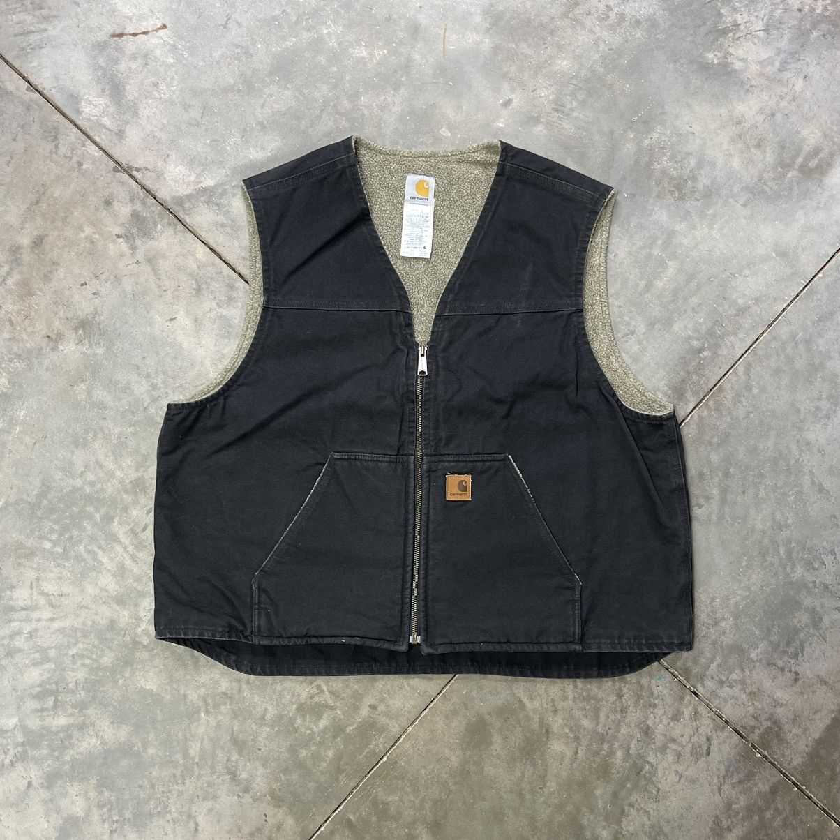 Carhartt Vintage Carhartt Canvas Sherpa Lined Vest Zip Up Faded 00s Size US XXL / EU 58 / 5 - 1 Thumbnail