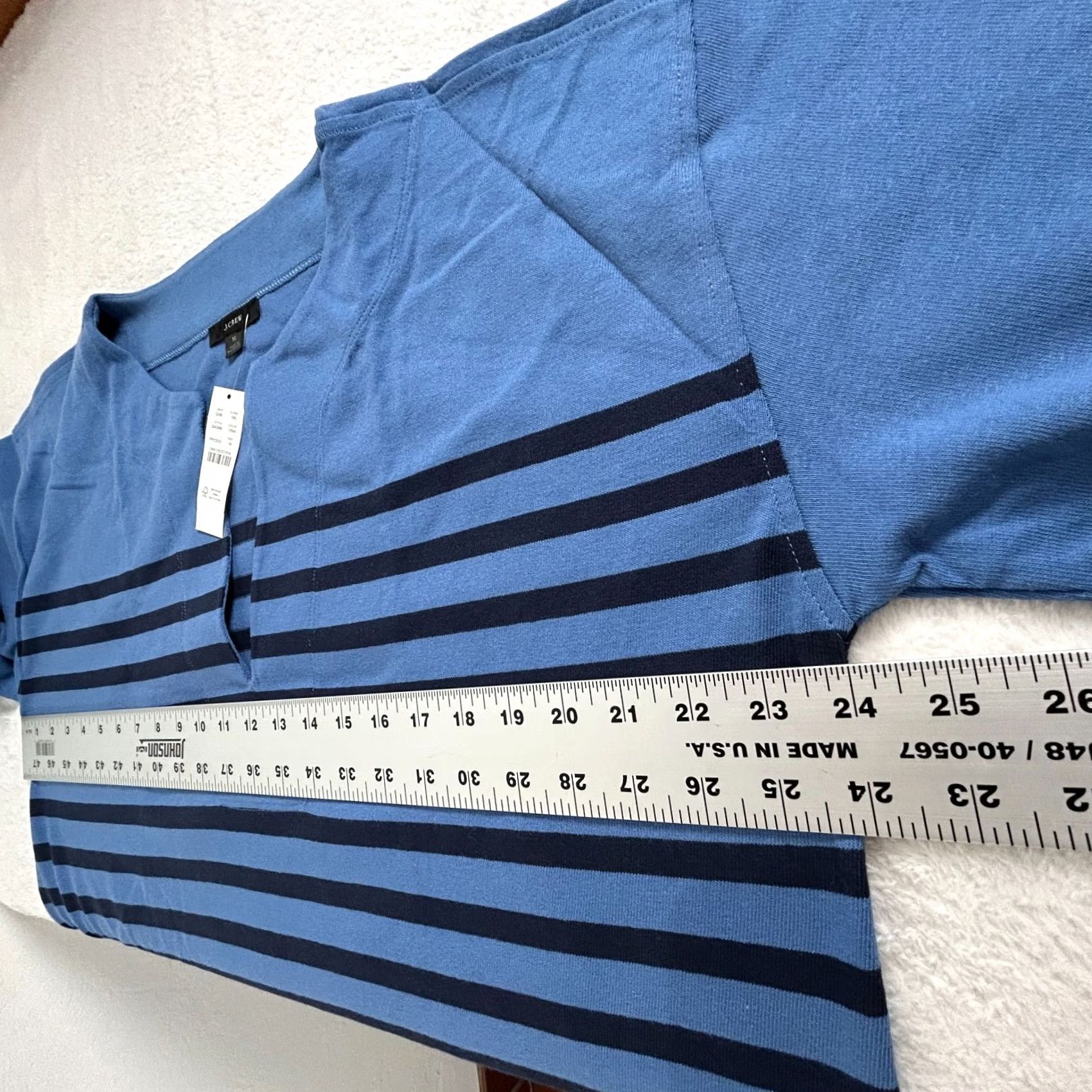 J.Crew NWT J.Crew Women Striped V-Neck Long Sleeve Tunic Top Medium Blue T-Shirt NWT BA38 Size M / US 6-8 / IT 42-44 - 6 Thumbnail
