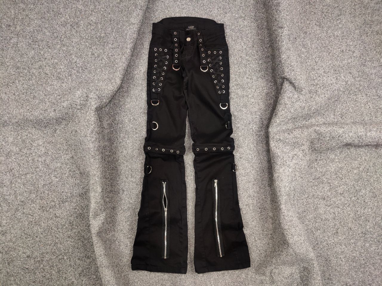 image of Avant Garde Vintage Living Dead Souls Bondage Black Denim Flared Pants, Women's (Size 26)