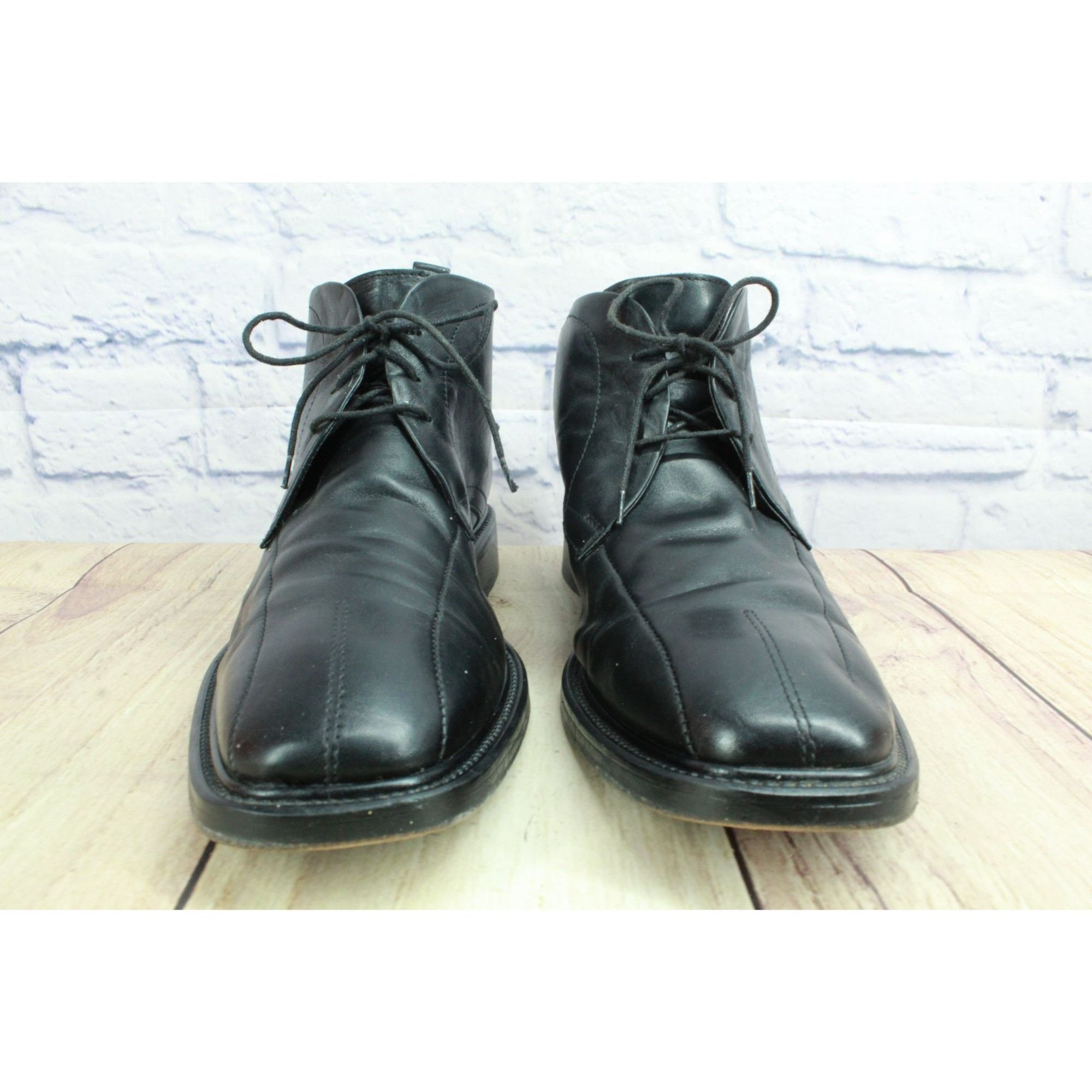 Other Men's Black Leather Lace Up Casual Oxford Chukka Bo Size US 7.5 / EU 40-41 - 4 Thumbnail