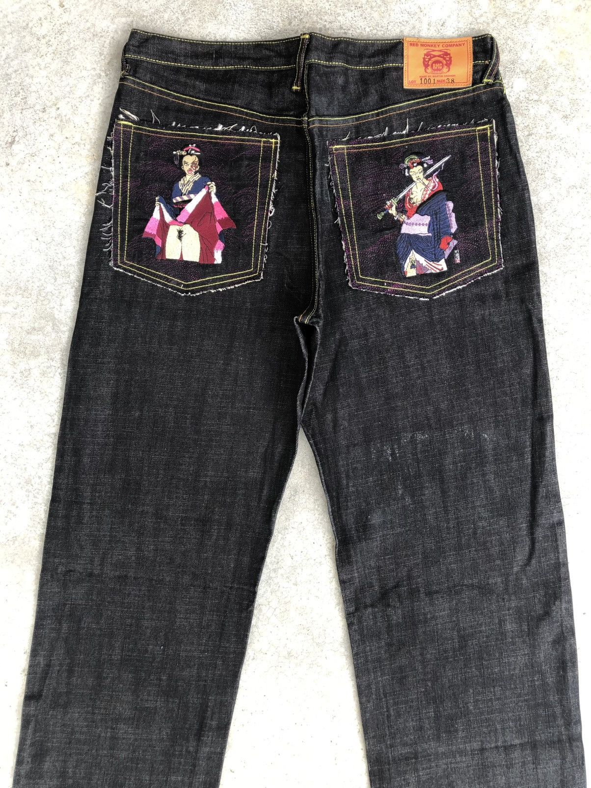 RMC Jeans Red Monkey Company Embroidered Jeans Baggy Jeans Size US 37 - 8 Thumbnail