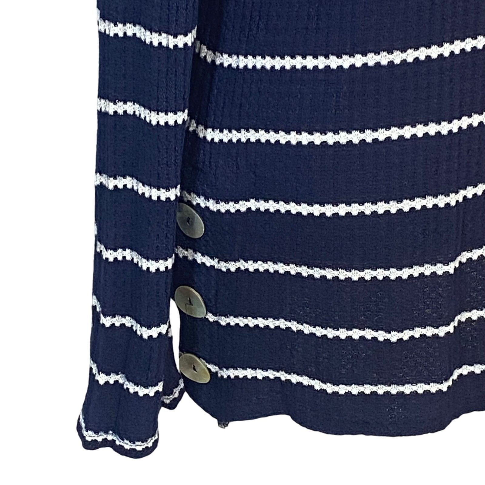 Other Cha Cha Vente Striped Textured Knit Top Large Blue White Size L / US 10 / IT 46 - 9 Thumbnail