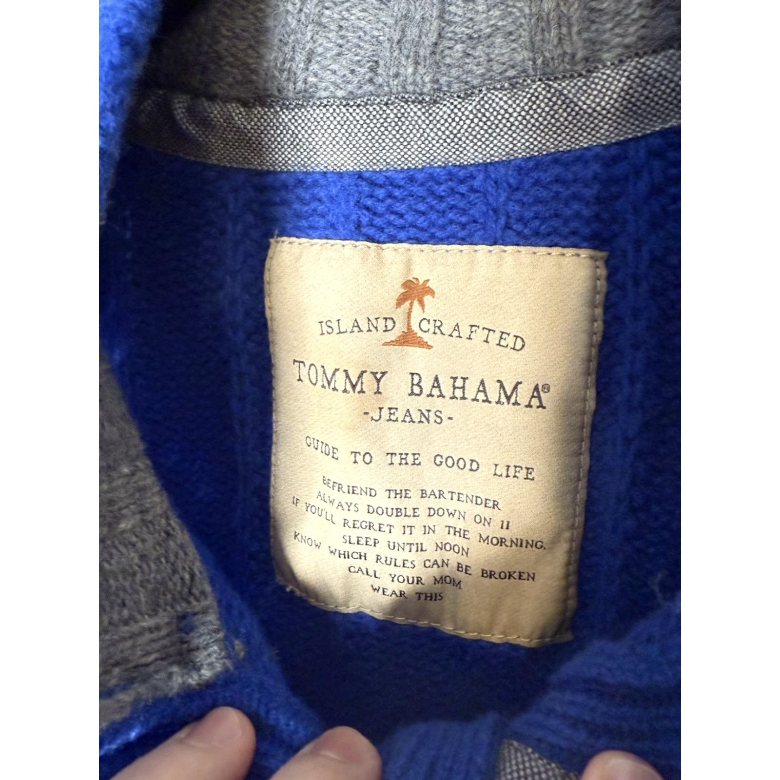 Tommy Bahama Tommy Bahama Mens Sweater XL Blue Lambswool Knit Pullover Mock Neck Four Button Cable Knit Size US XL / EU 56 / 4 - 3 Thumbnail