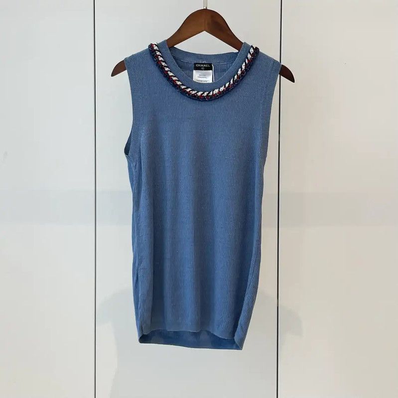 Chanel Chanel Summer Deep Blue Sleeveless Top 0089 Size S / US 4 / IT 40 - 1 Thumbnail