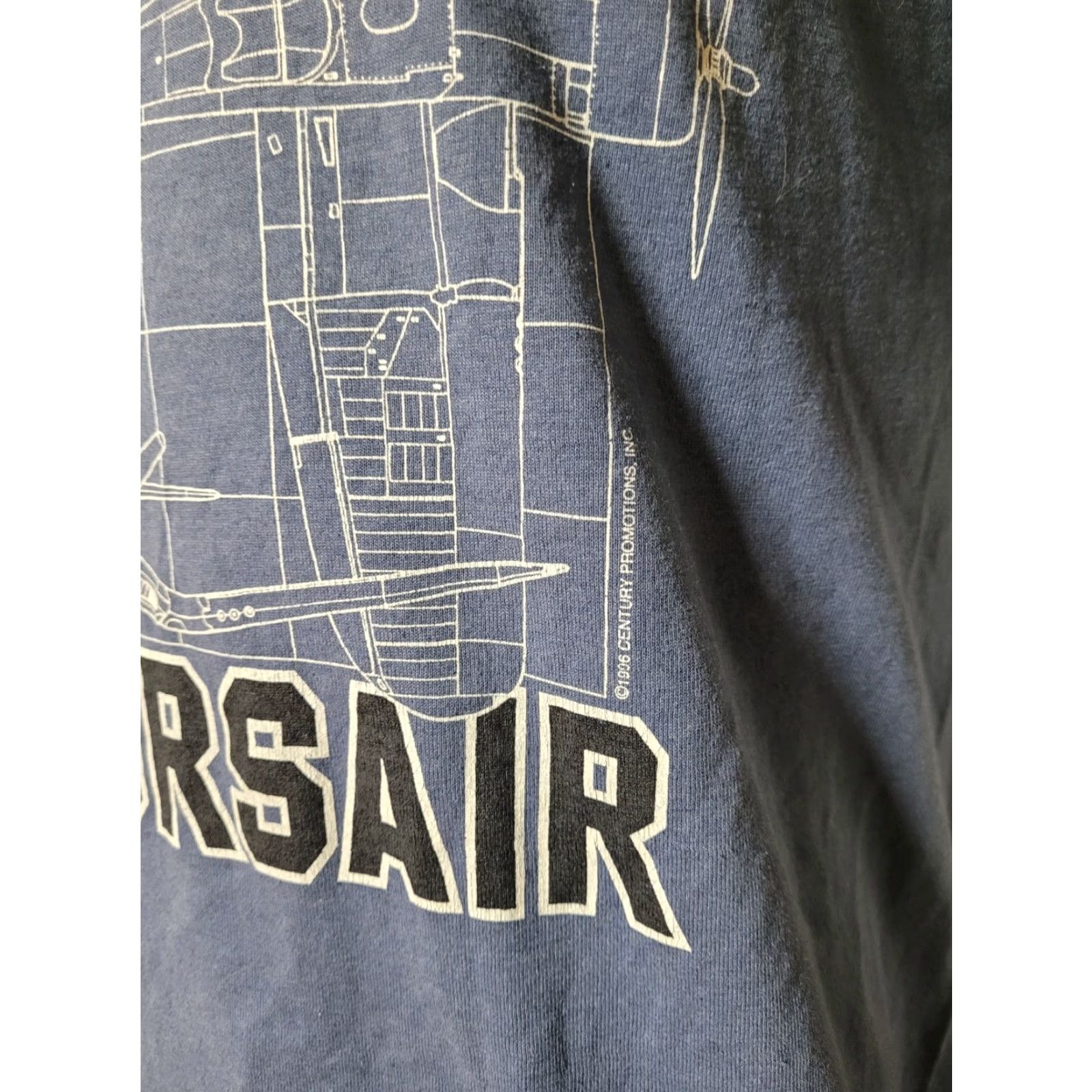 Fruit Of The Loom VTG 1996 Champions Of the Air F4U Corsair Fighter Jet Navy Blue T Shirt Large Size US L / EU 52-54 / 3 - 2 Thumbnail