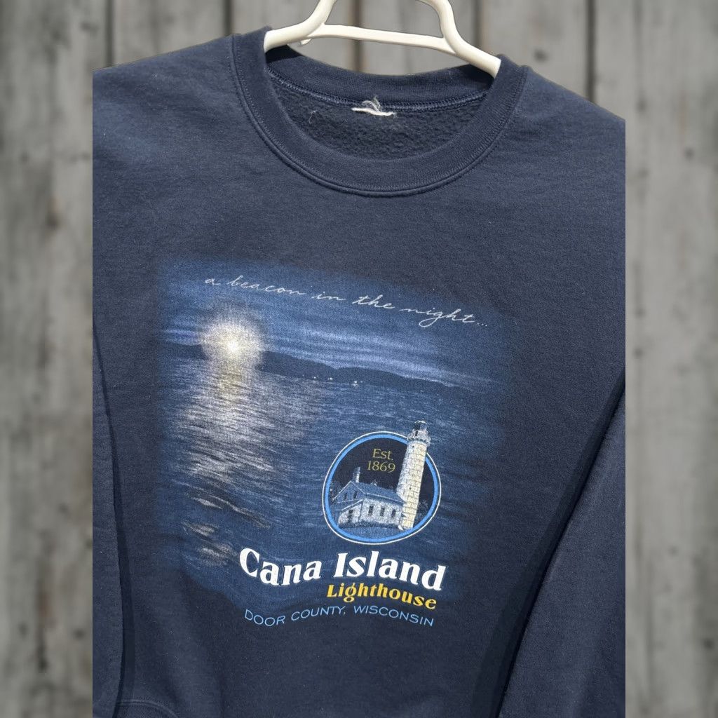 Vintage Vtg Cana Island Lighthouse Crewneck Sweatshirt Mens Medium Blue Sweatshirt Crew Nautical Outdoor Vintage Size US M / EU 48-50 / 2 - 1 Thumbnail