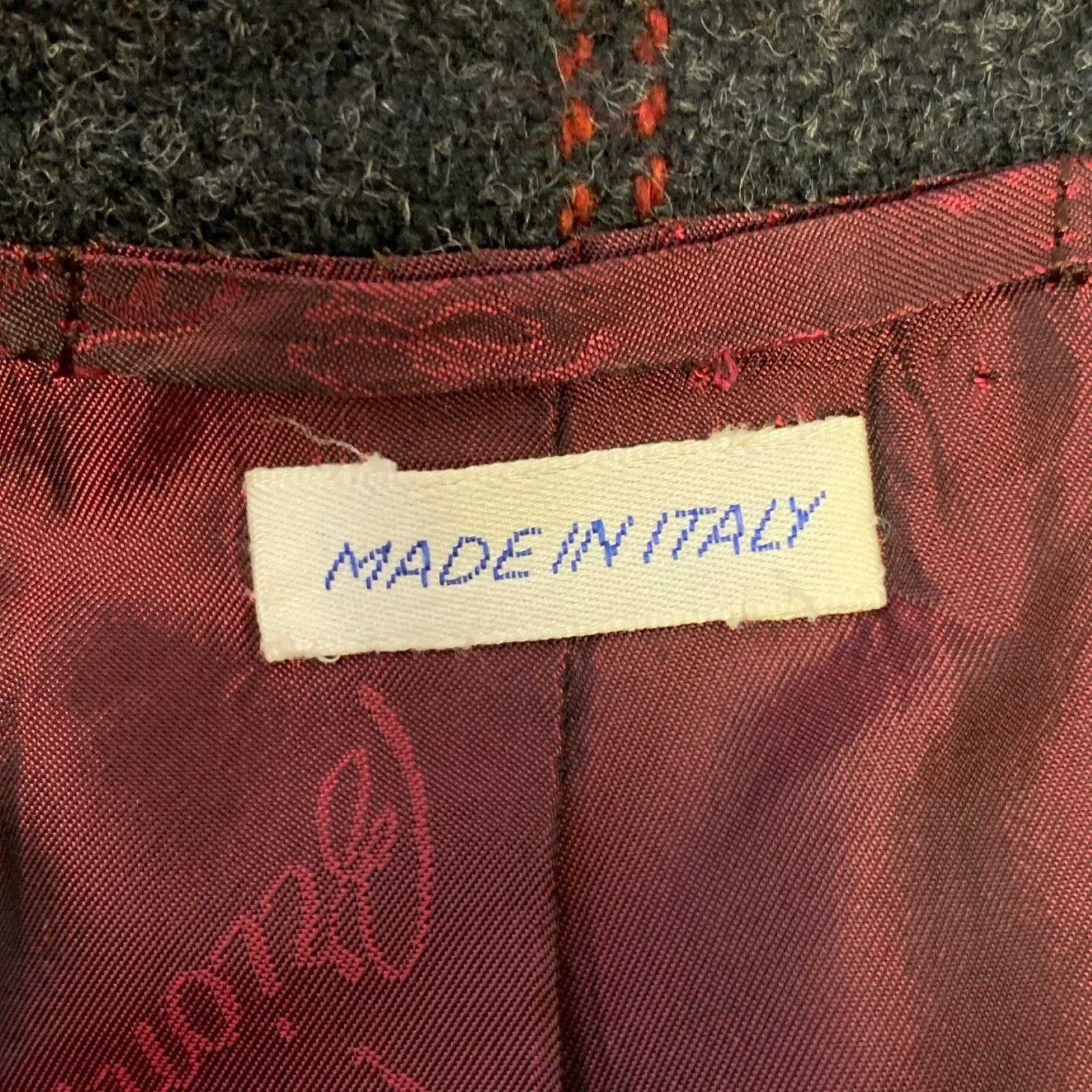Brioni BRIONI Regular Grey Red Window Pane Wool Sport Coat Size 40R - 7 Thumbnail
