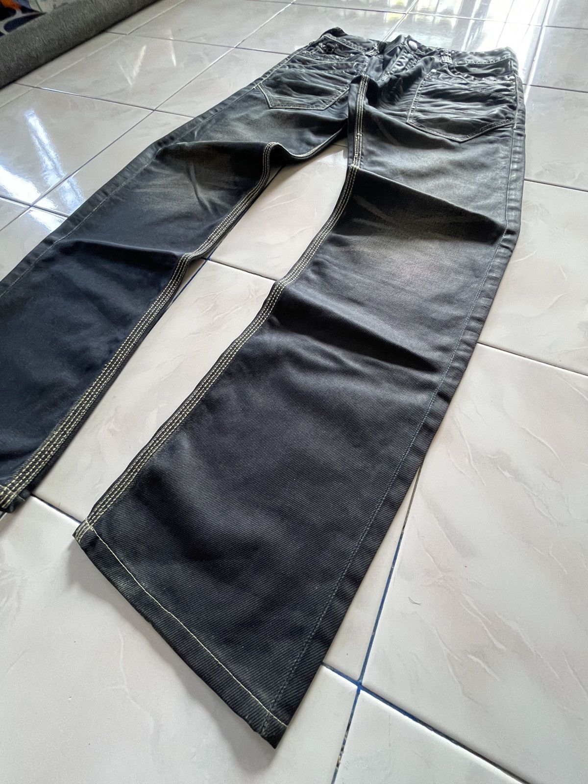 GOSTAR DE FUGA × semanticdesign Urban Craft Waxed Coated Contrast Triple Stitch Jeans Size US 30 / EU 46 - 12 Thumbnail