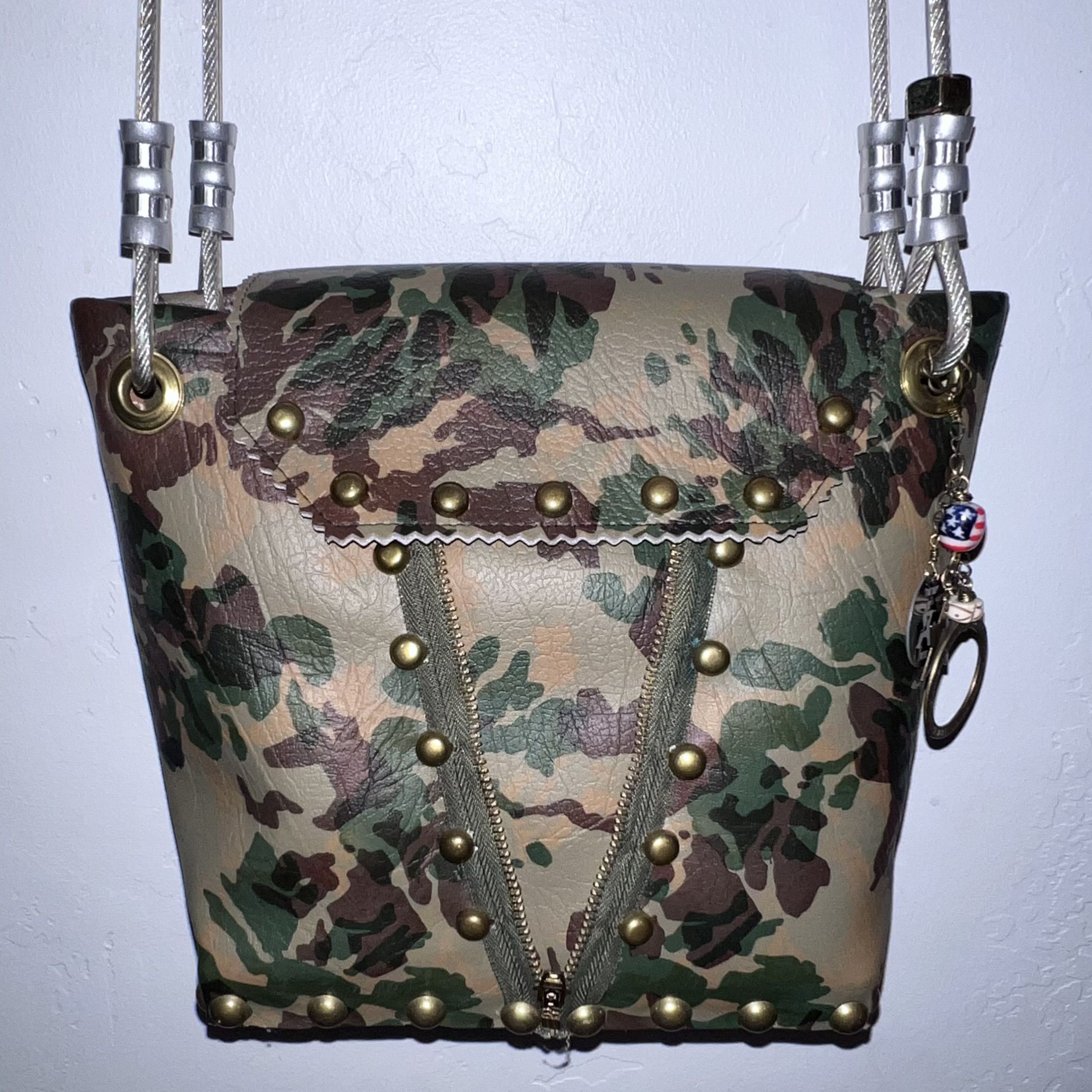 Other RARE Custom TOM BOY TOTES Bag - Floral Camo, Rivets, Charms Size ONE SIZE - 1 Thumbnail