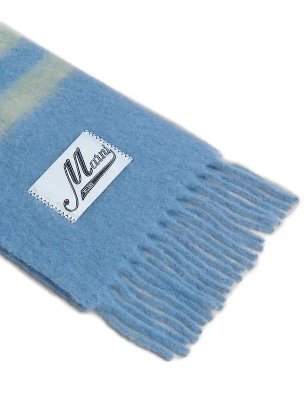 Marni o1w1db11125 Size: OS/Fringed brushed Knit Scarf in Blue Size ONE SIZE - 3 Thumbnail