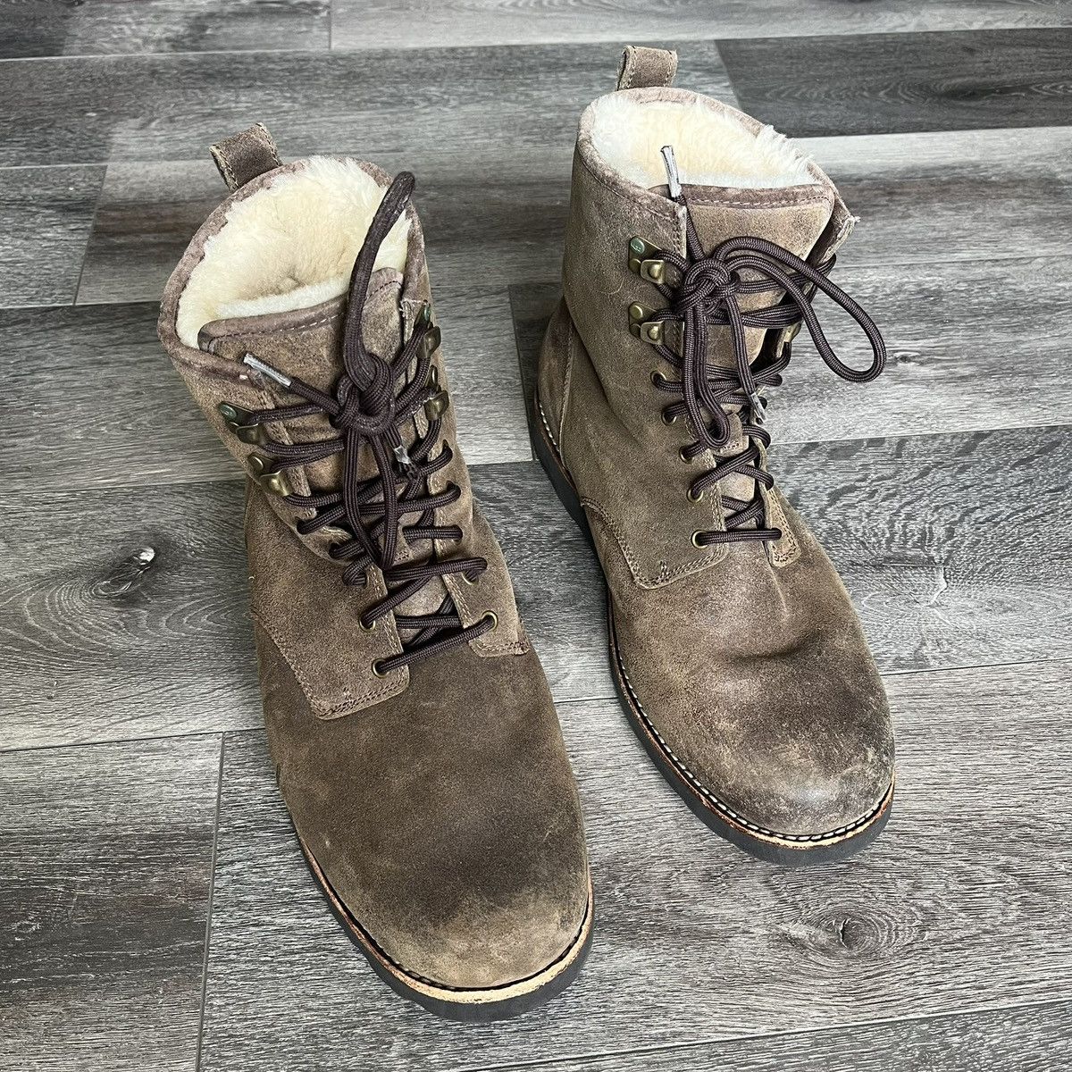 Ugg Ugg Australia Hannen Shearling Sheepskin Leather Boots Brown Size US 13 / EU 46 - 2 Thumbnail