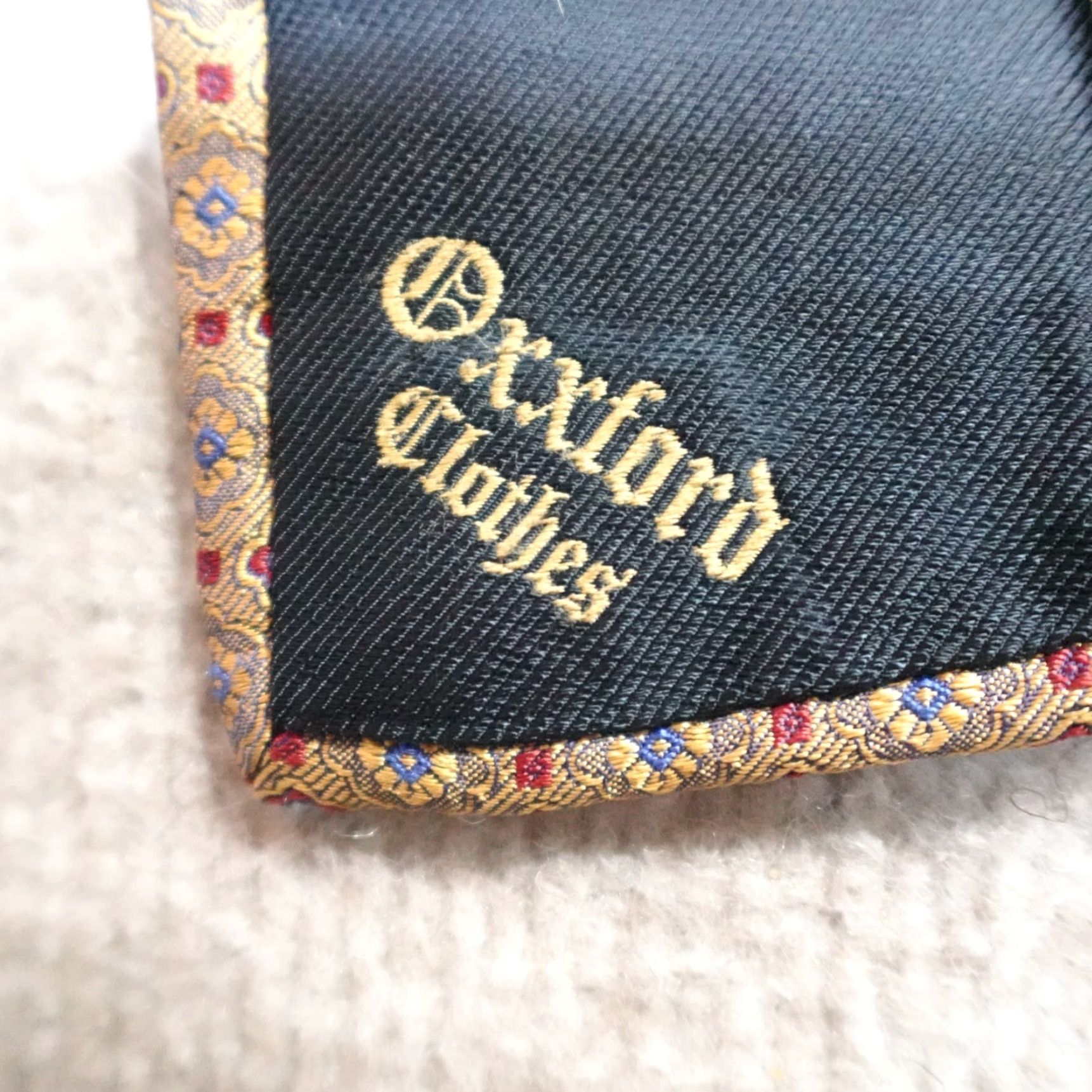 Vintage Oxxford Silk Tie Gold Geometric Jacquard Classic 57"-60" Handmade USA Men Size ONE SIZE - 5 Thumbnail