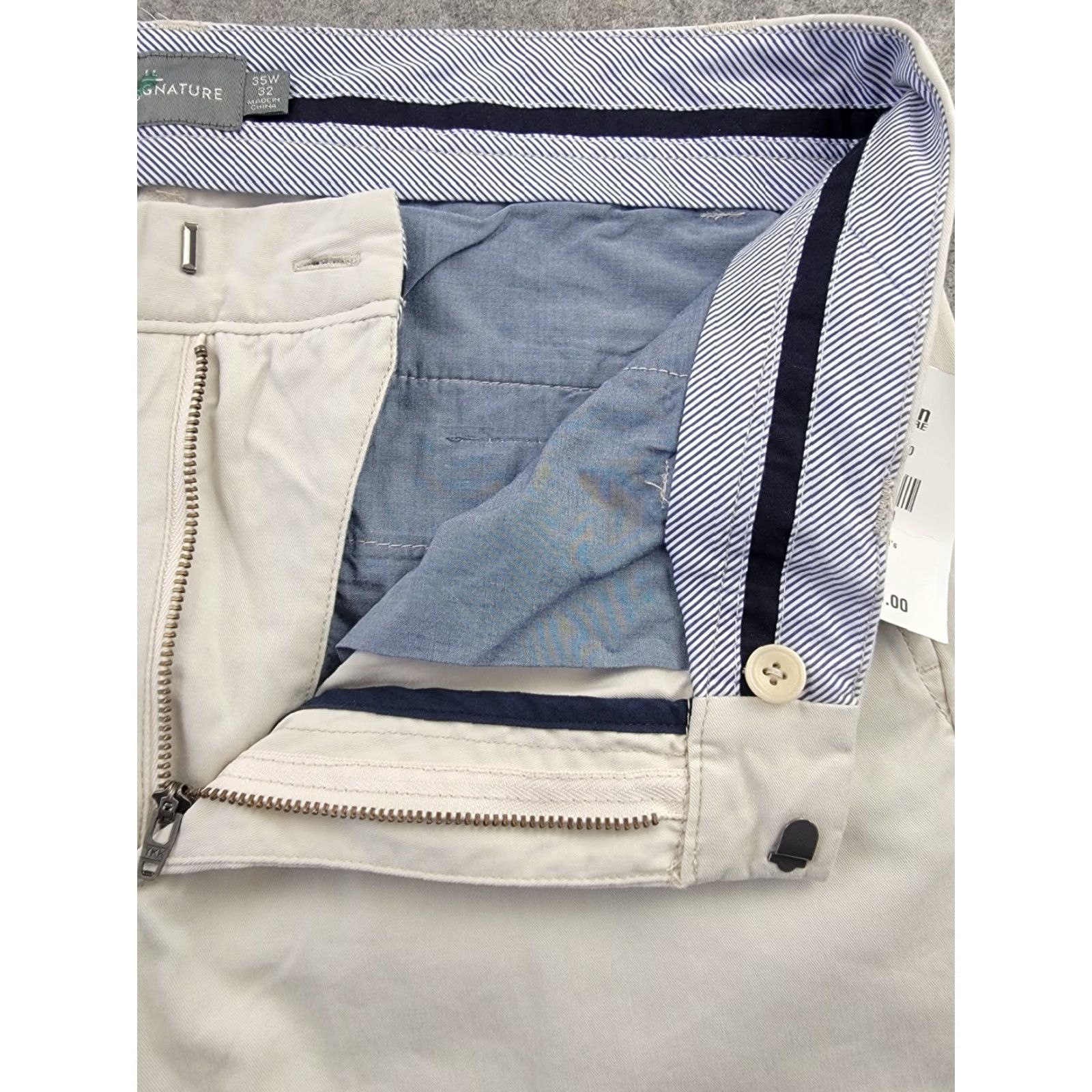 Vintage LL Bean Signature Pants Mens 35x32 Beige Lightweight Chino 100% Cotton Regular Inseam 32 Size US 35 - 5 Thumbnail