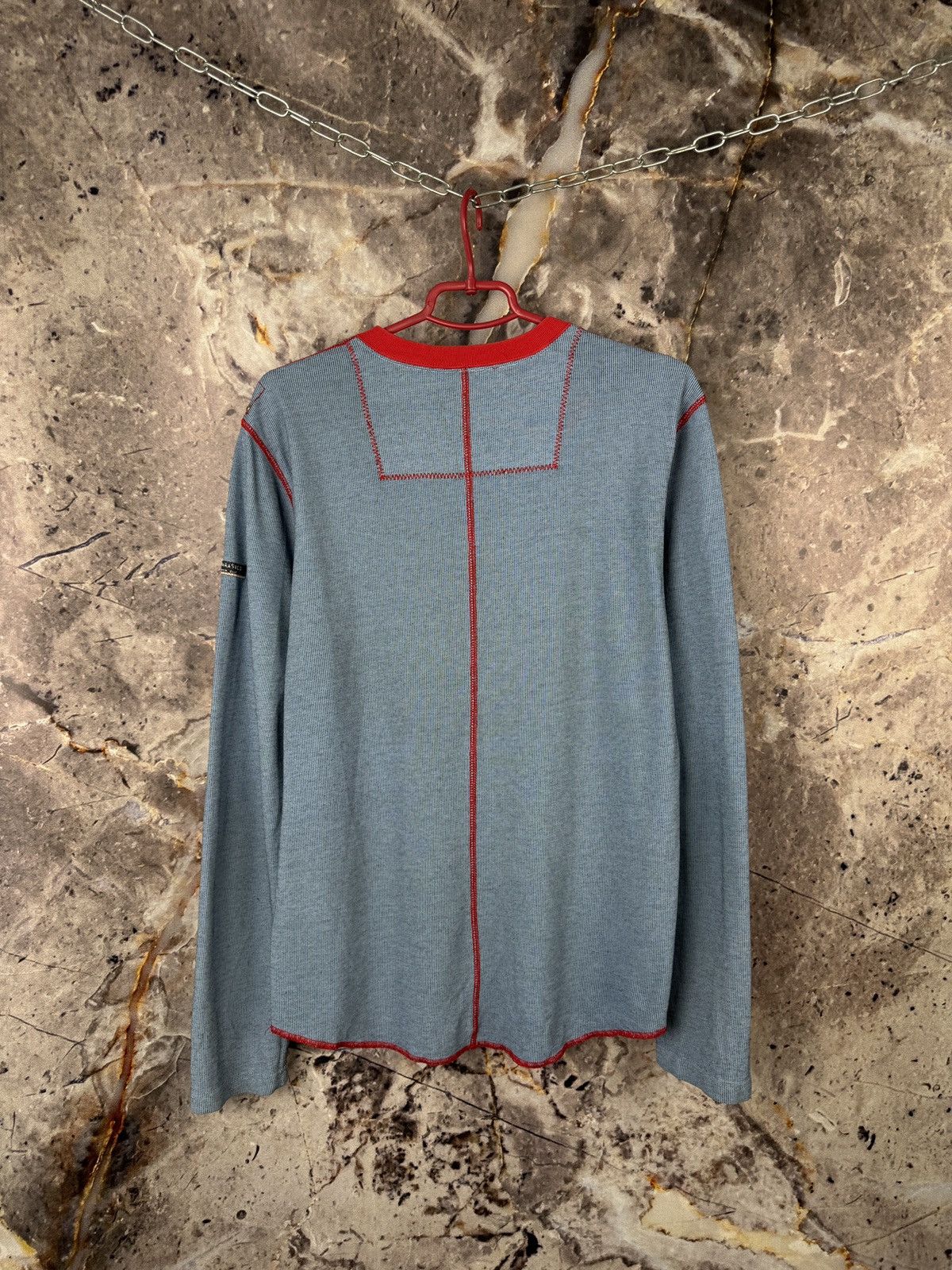 Parasuco Parasuco V-Neck Thermal Shirt Blue Red Y2K Long Sleeve Men’s Size US L / EU 52-54 / 3 - 10 Thumbnail