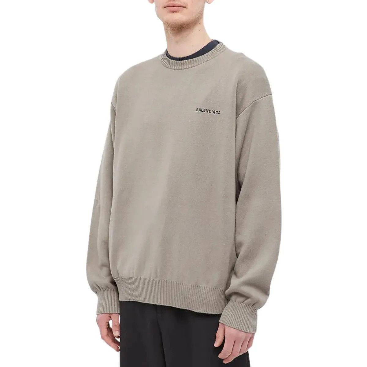Balenciaga o1mle0724 Embroidered Logo Crewneck Sweatshirts in Khaki Size US XXL / EU 58 / 5 - 3 Thumbnail