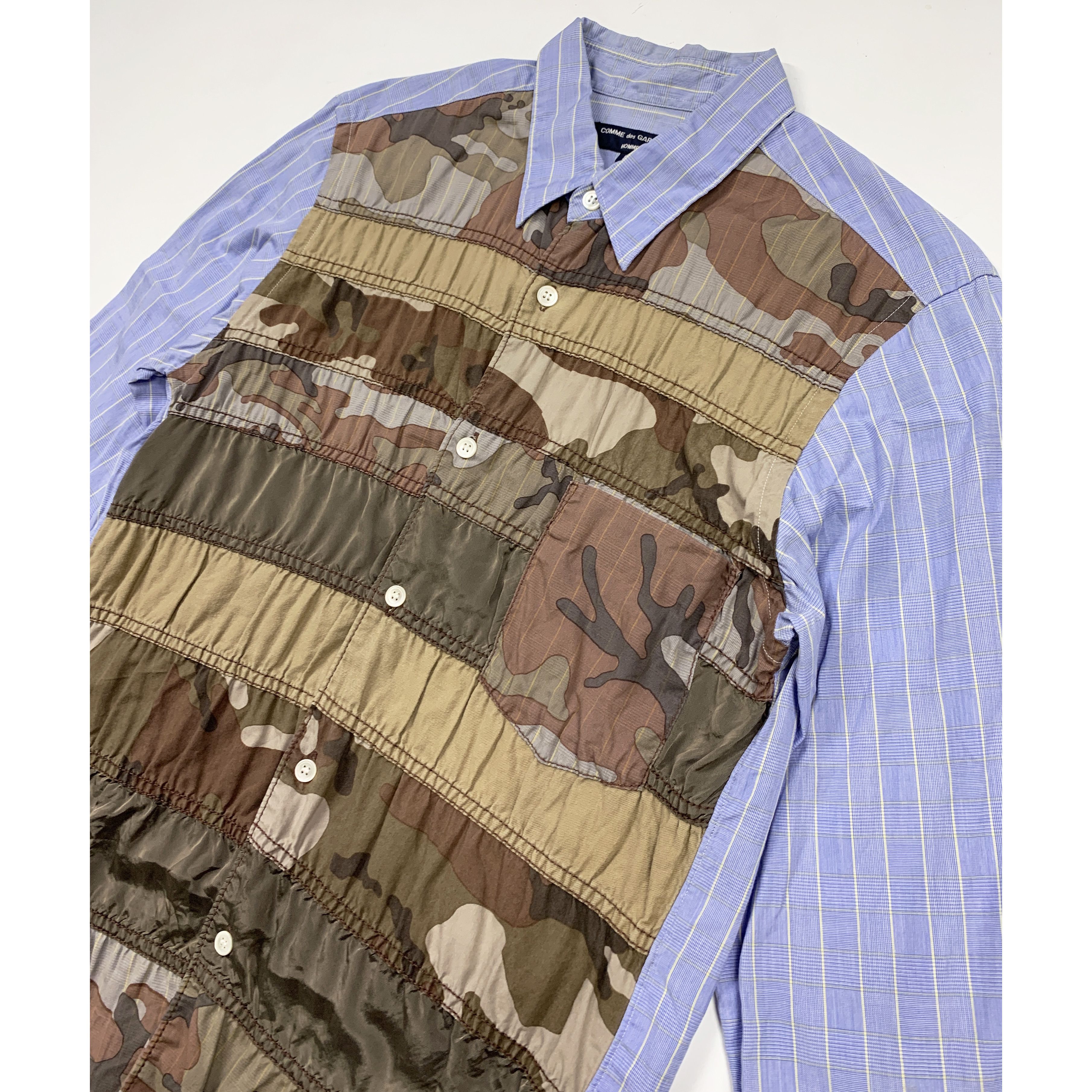 Comme des Garcons × Comme des Garcons Homme Plus 2011 Camo Patchwork Stripe Shirt Size M / US 6-8 / IT 42-44 - 4 Thumbnail
