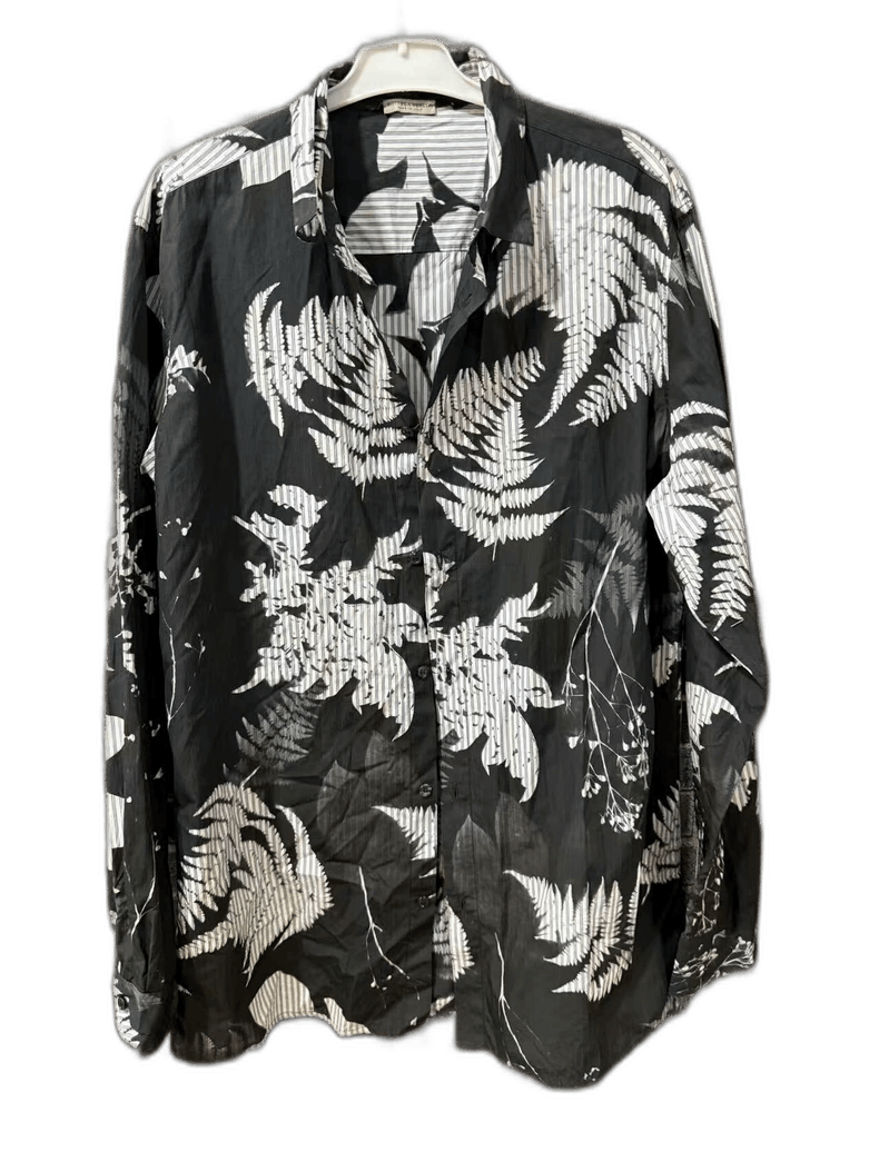Bottega Veneta Black Floral Long Sleeve Button-Up Shirt Size US L / EU 52-54 / 3 - 1 Thumbnail