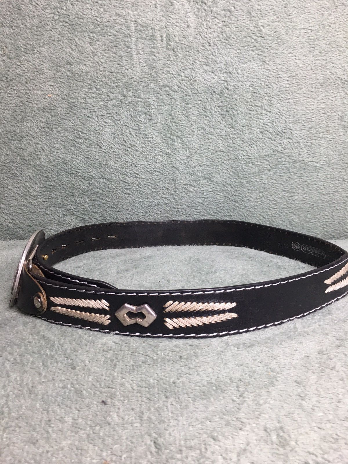 Sendra × Vintage SENDRA Vintage Embroidery Leather Ceramic Buckle Belt Sz 100 Size ONE SIZE - 11 Thumbnail