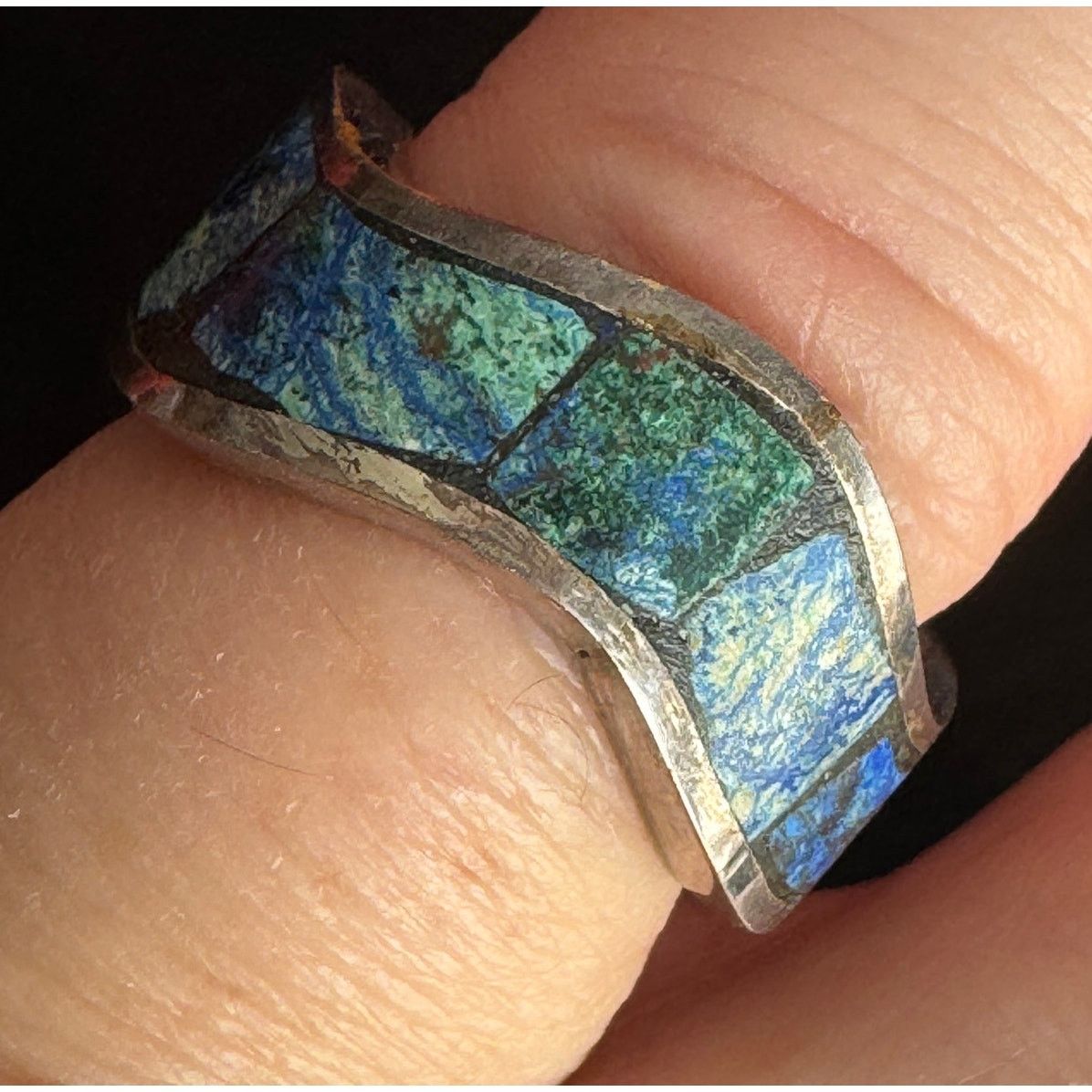 Vintage Vintage Sterling Silver and Enameled Ring Sz 6 Size ONE SIZE - 1 Thumbnail