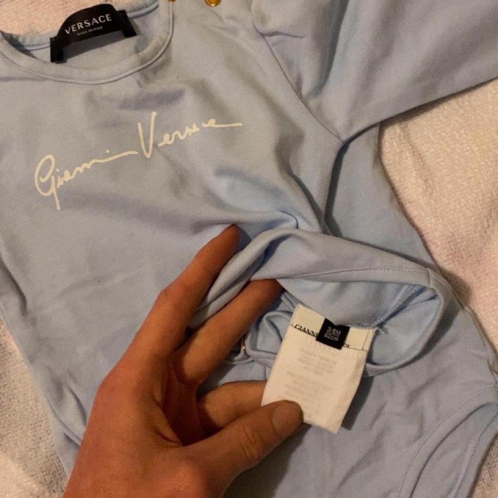 Versace Versace Baby Bodysuit babysuit Light Blue Size 12M Size ONE SIZE - 3 Thumbnail