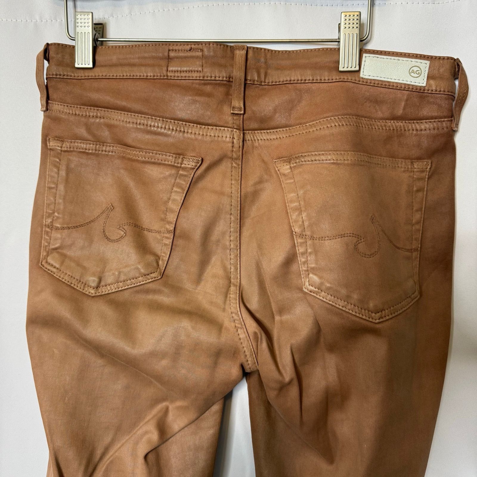 AG Adriano Goldschmied AG Coated Skinny Jeans Brown Legging Ankle 27R Size 27" / US 4 / IT 40 - 5 Thumbnail