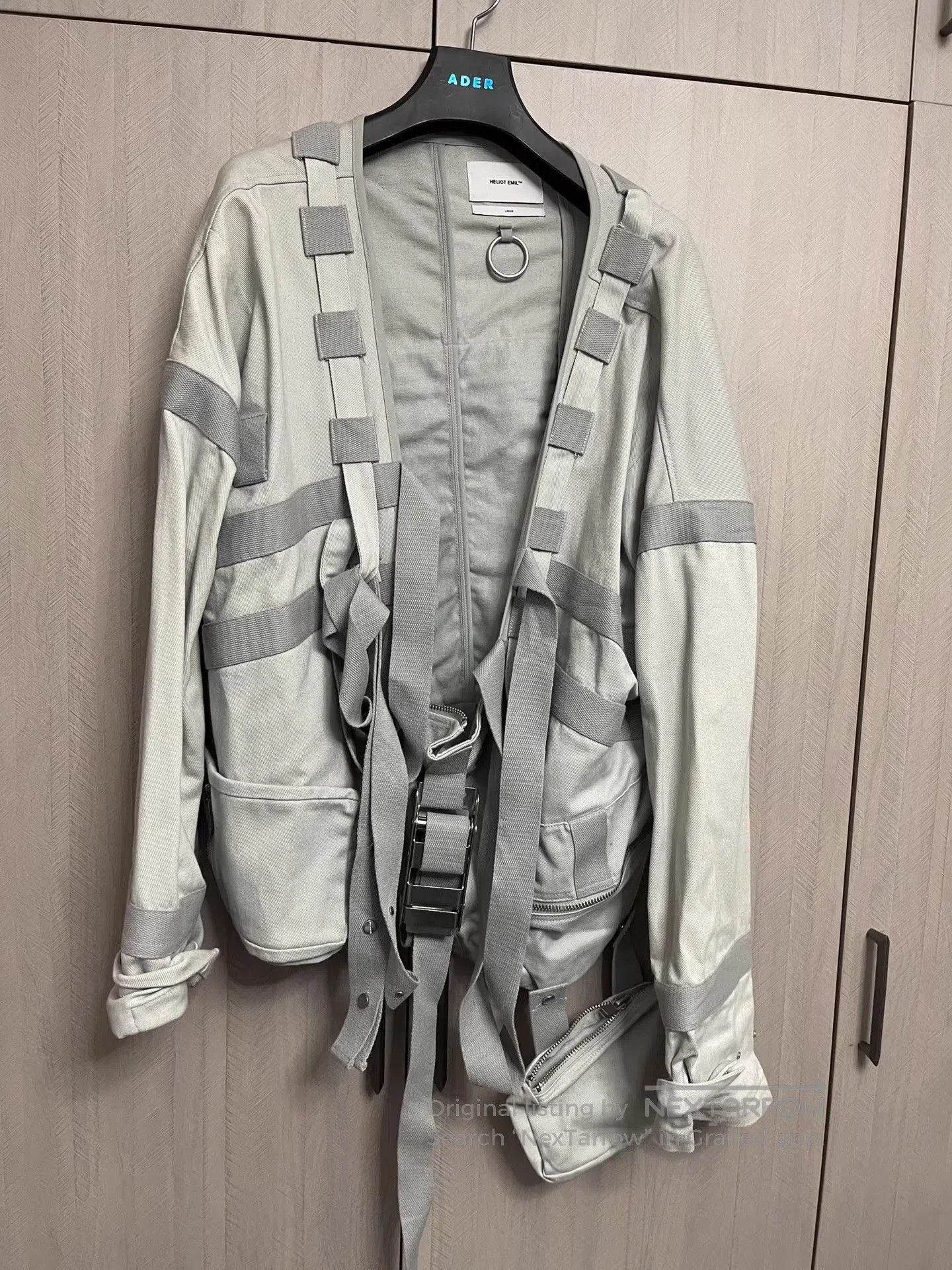Heliot Emil Gray Utility Jacket with Straps and Pockets, Size L. Size US L / EU 52-54 / 3 - 1 Thumbnail