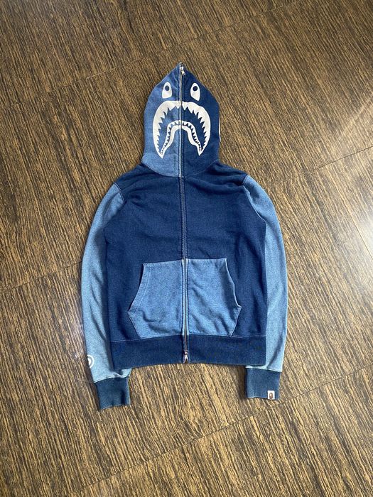 Bape indigo shark online hoodie