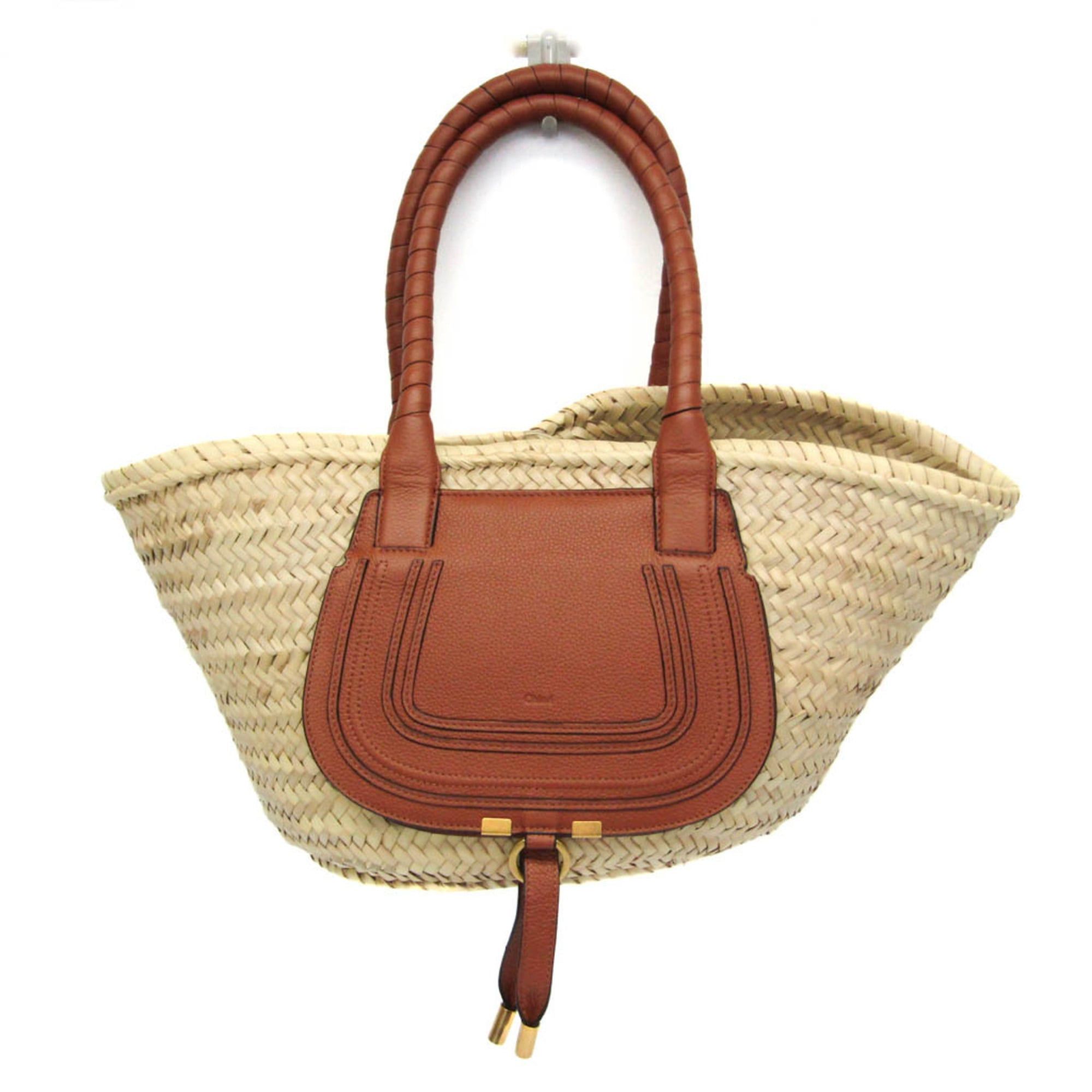 Chloe Chloé Marcie Basket Bag CHC20US828C97 Women's Raffia,Leather Handbag,Tote Bag Brown Size ONE SIZE - 1 Thumbnail