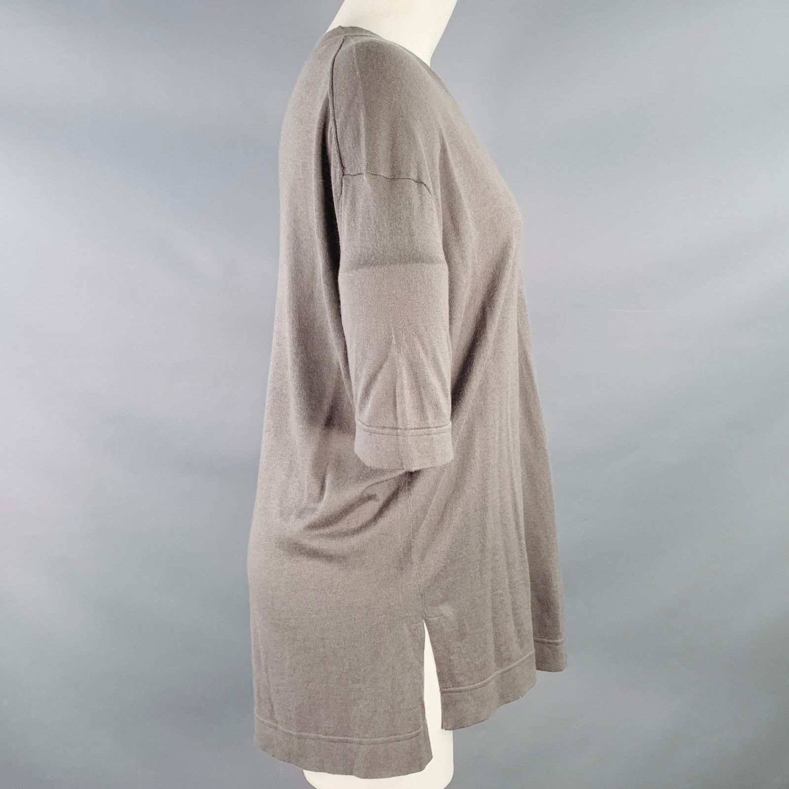Other JARBO Size 2 Grey Silk Cashmere Short Sleeve Casual Top Size XS / US 0-2 / IT 36-38 - 2 Thumbnail