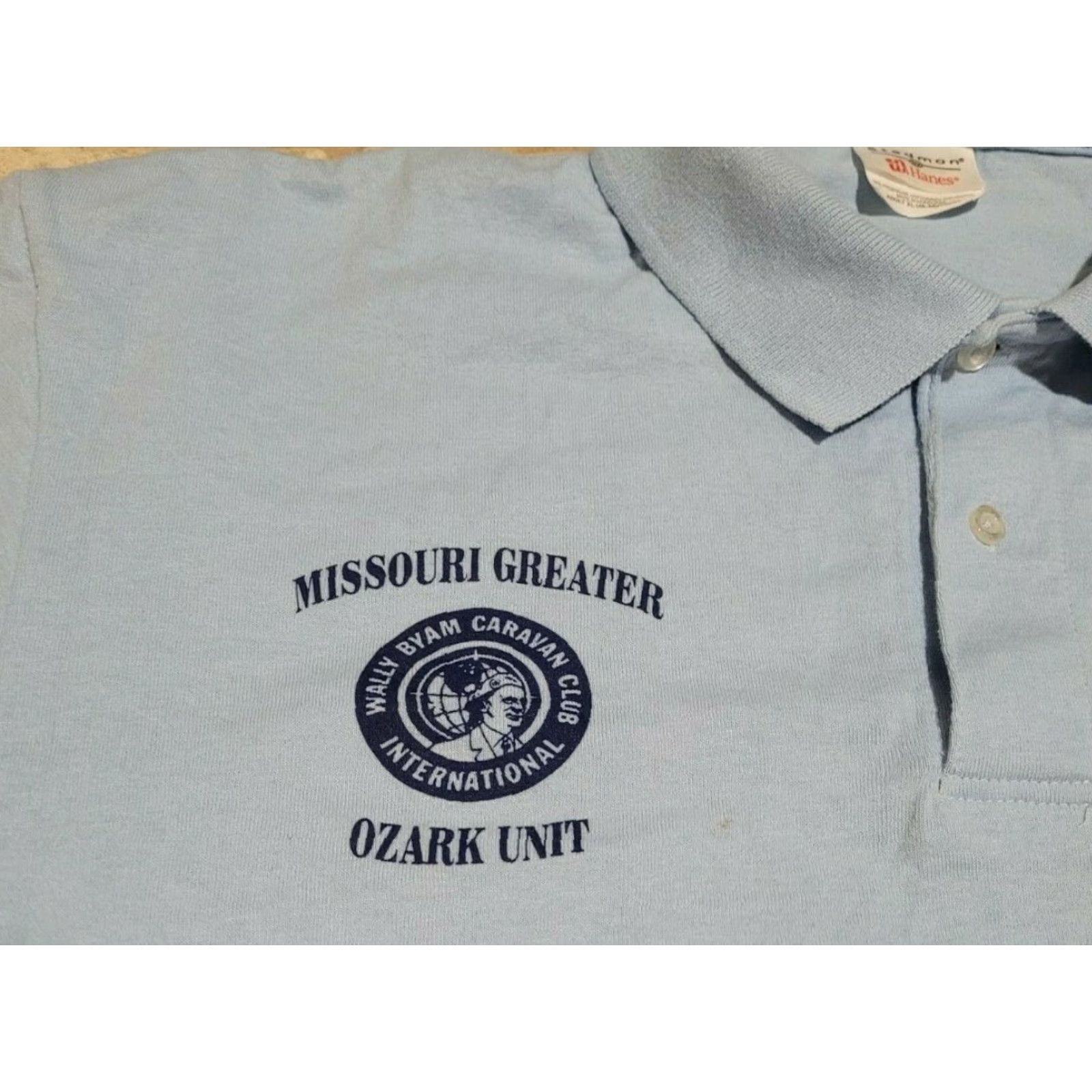 Vintage VTG Stedman Polo Shirt XL Men Blue Camping Logo WBCCI Missouri Greater Ozark Unit Airstream Size US XL / EU 56 / 4 - 2 Thumbnail