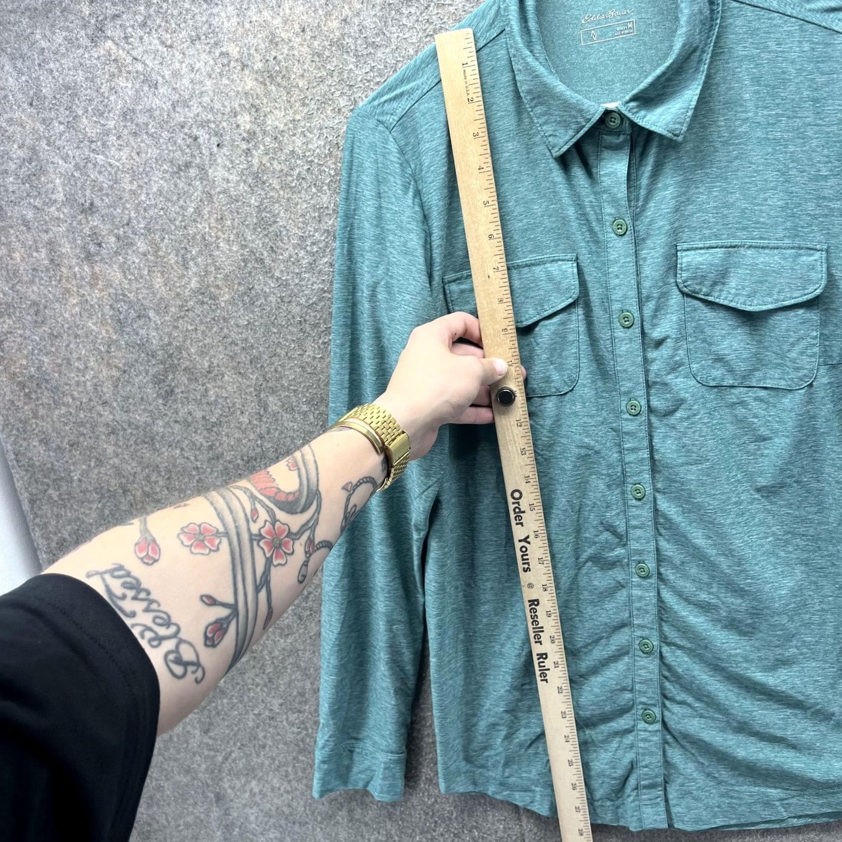 Eddie Bauer Eddie Bauer Shirt Womens Medium Green Button Front Pockets Long Sleeve Top Size M / US 6-8 / IT 42-44 - 6 Thumbnail