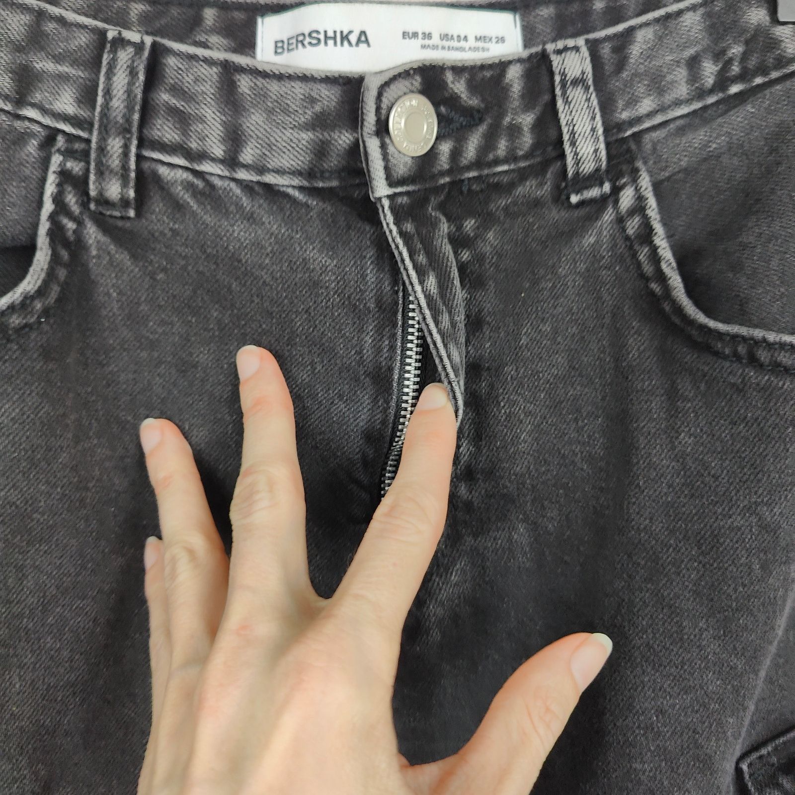 Bershka Bershka Baggy Cargo Jeans Womens 4 Charcoal Utility Y2K Size 27" / US 4 / IT 40 - 3 Thumbnail