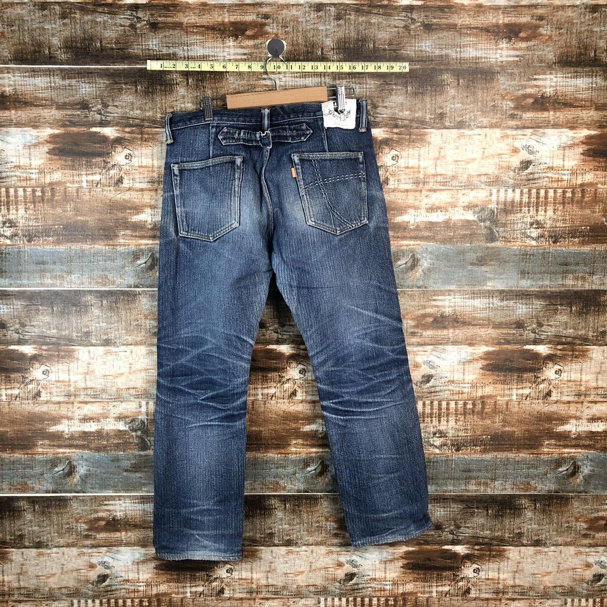 Japanese Brand DL Graph Zero Blue Distressed selvedge Denim Pants #A2073 Size US 33 - 14 Thumbnail